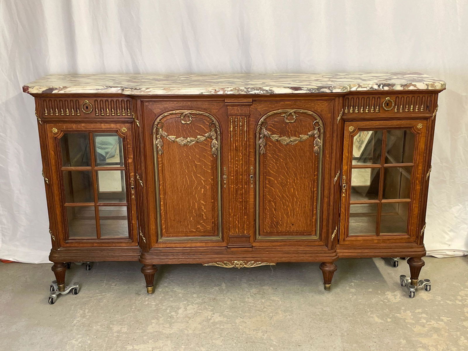 French Louis XVI-style Marble Top Sideboard (1 of 7)