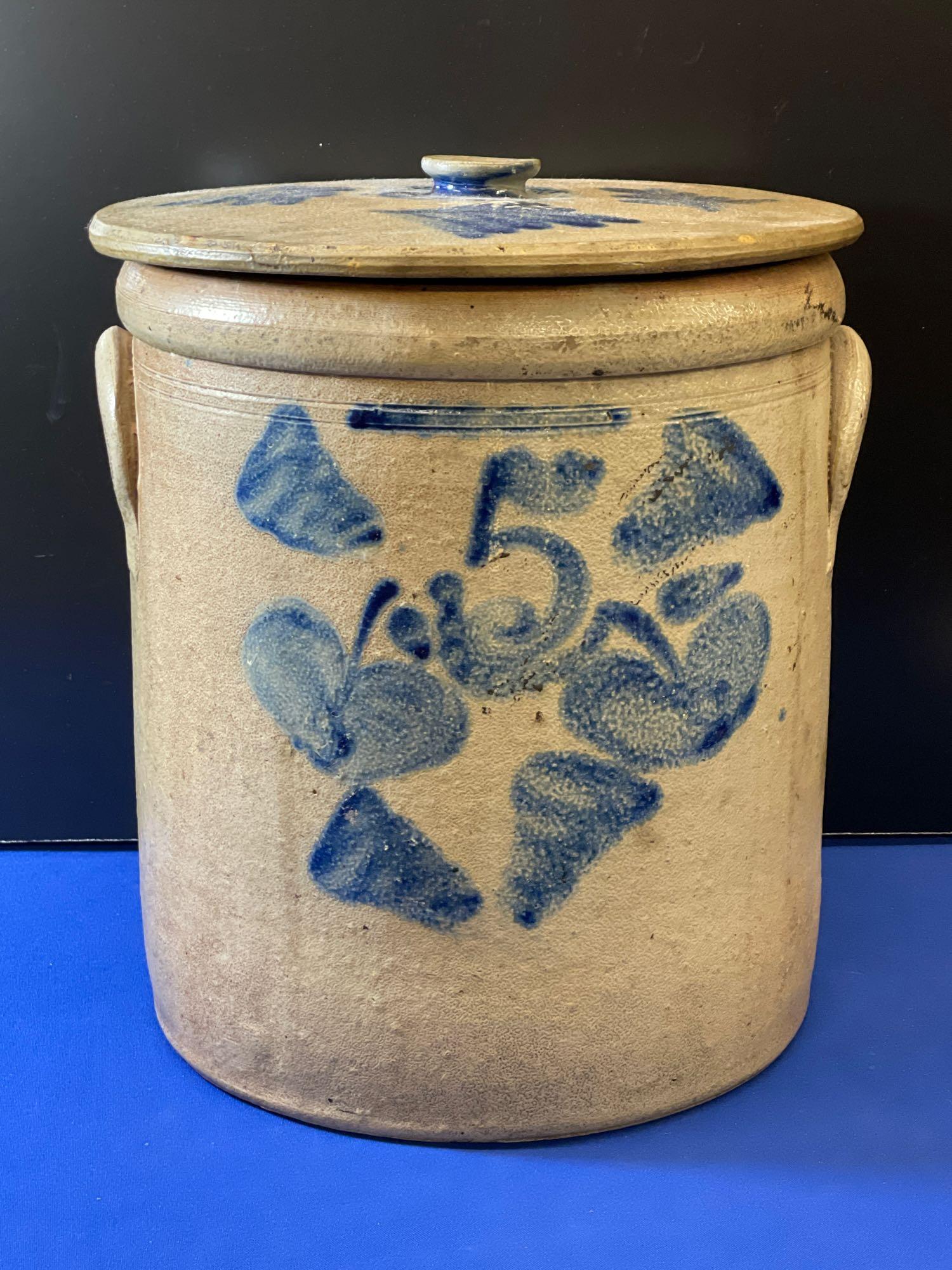 Five-Gallon Blue Touch Stoneware Crock (1 of 6)