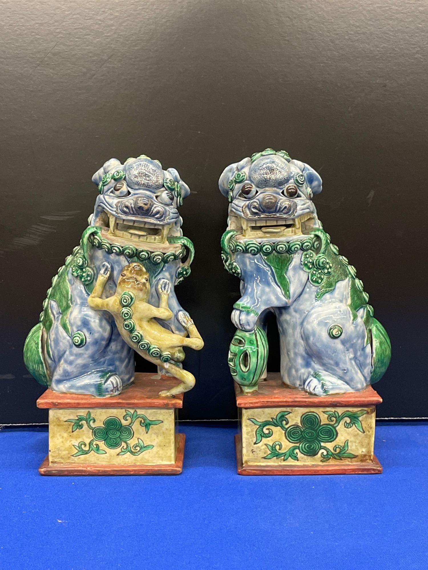 Pair of Chinese Porcelain Foo Dogs (1 of 6)