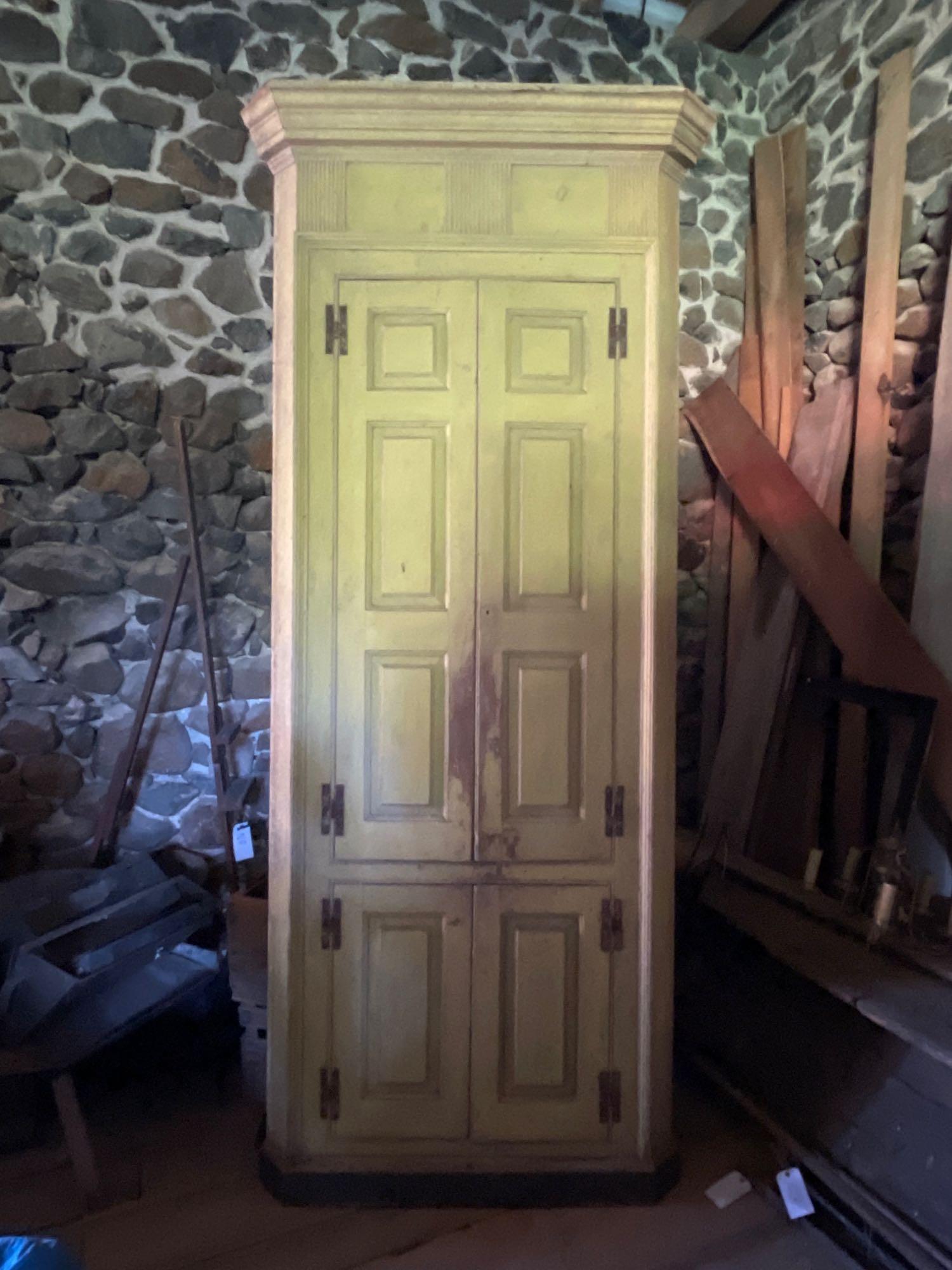 Yellow Painted One-Piece Corner Cupboard (1 of 7)