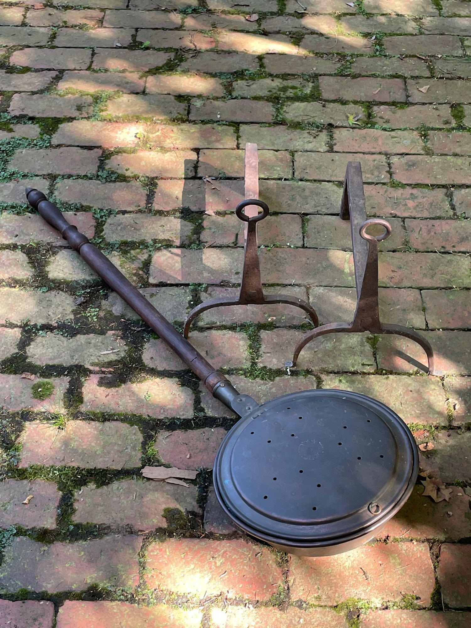 Wrought Iron Andirons and Bedwarmer (1 of 6)