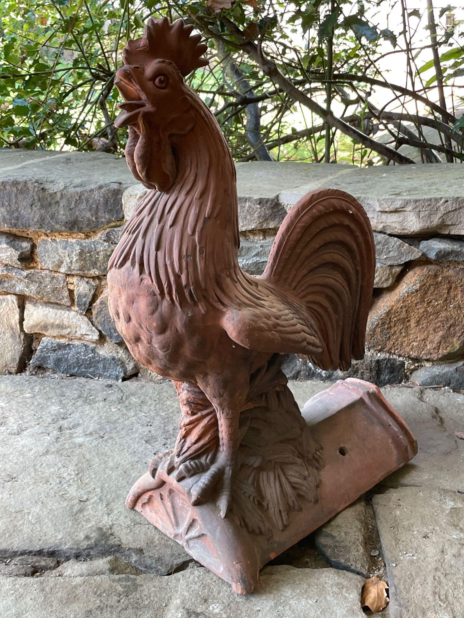 Large Terracotta Rooster Roof Tile (1 of 5)