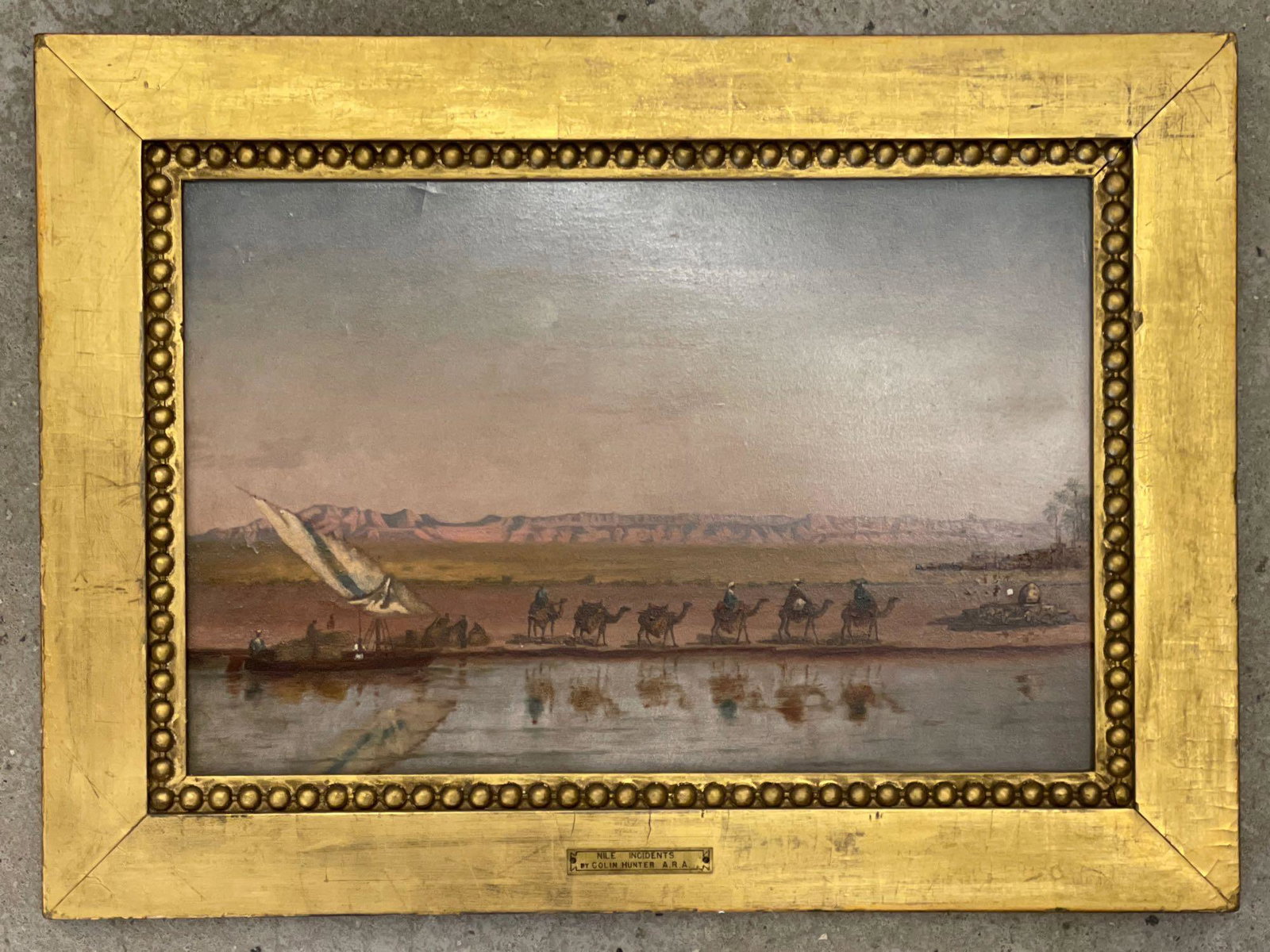 Attrb. Colin Hunter. Oil/Panel, Nile Incidents (1 of 5)