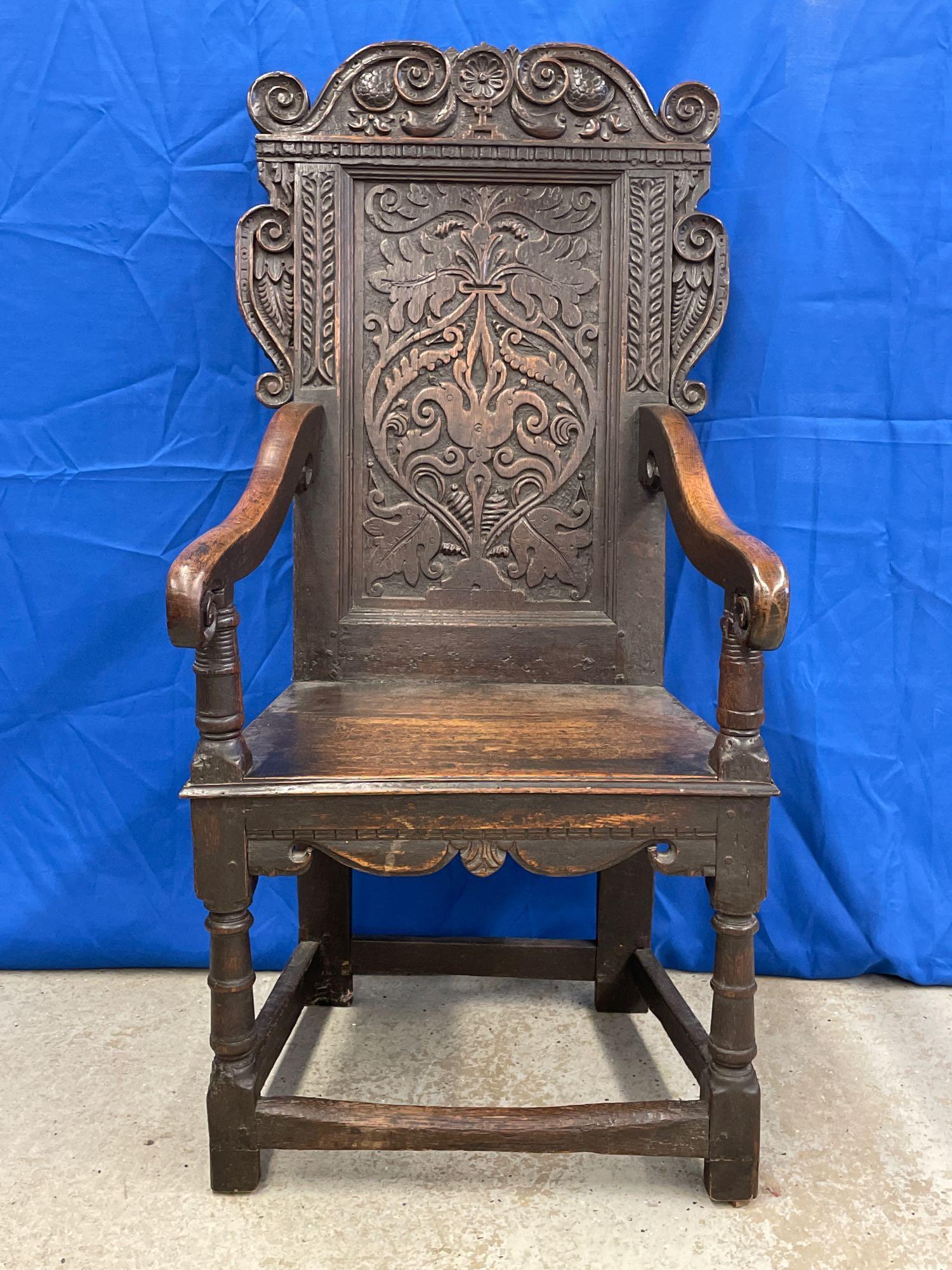 English Jacobean Carved Oak Hall Chair (0293) on Oct 22, 2021 Briggs