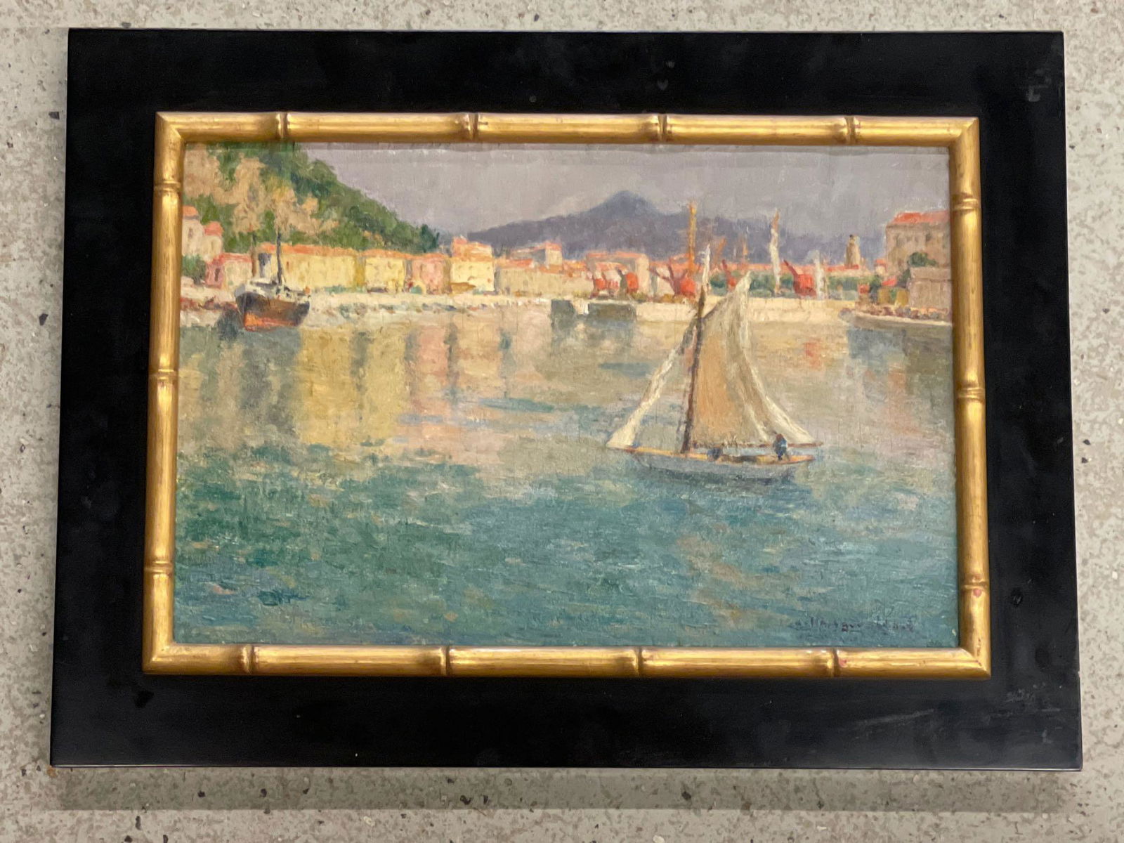 Charles Martin-Sauvaigo. Oil/Panel, Harbor Scene (1 of 4)