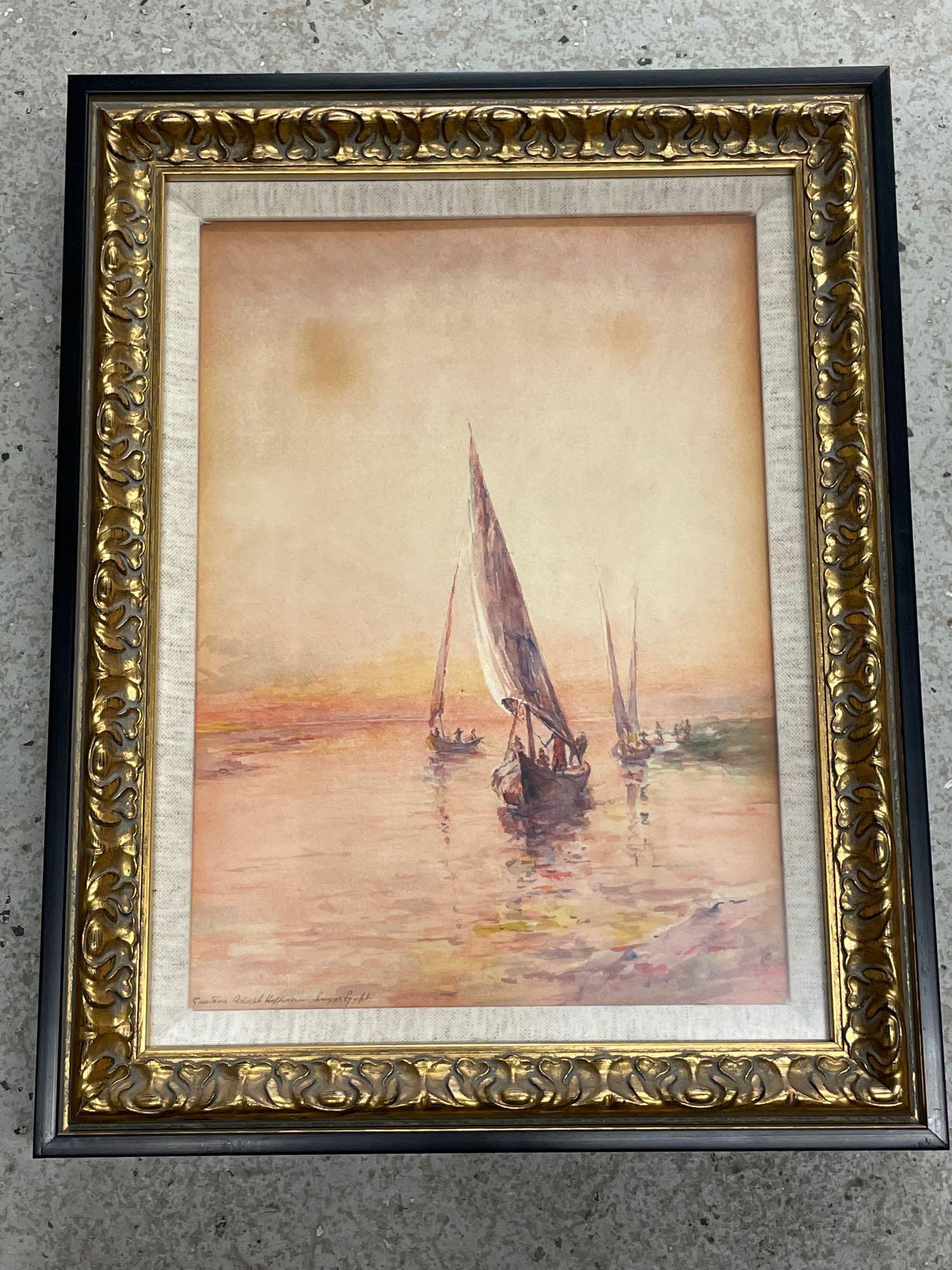Gustave Adolph Hoffmann. Watercolor, Nile Scene (1 of 4)