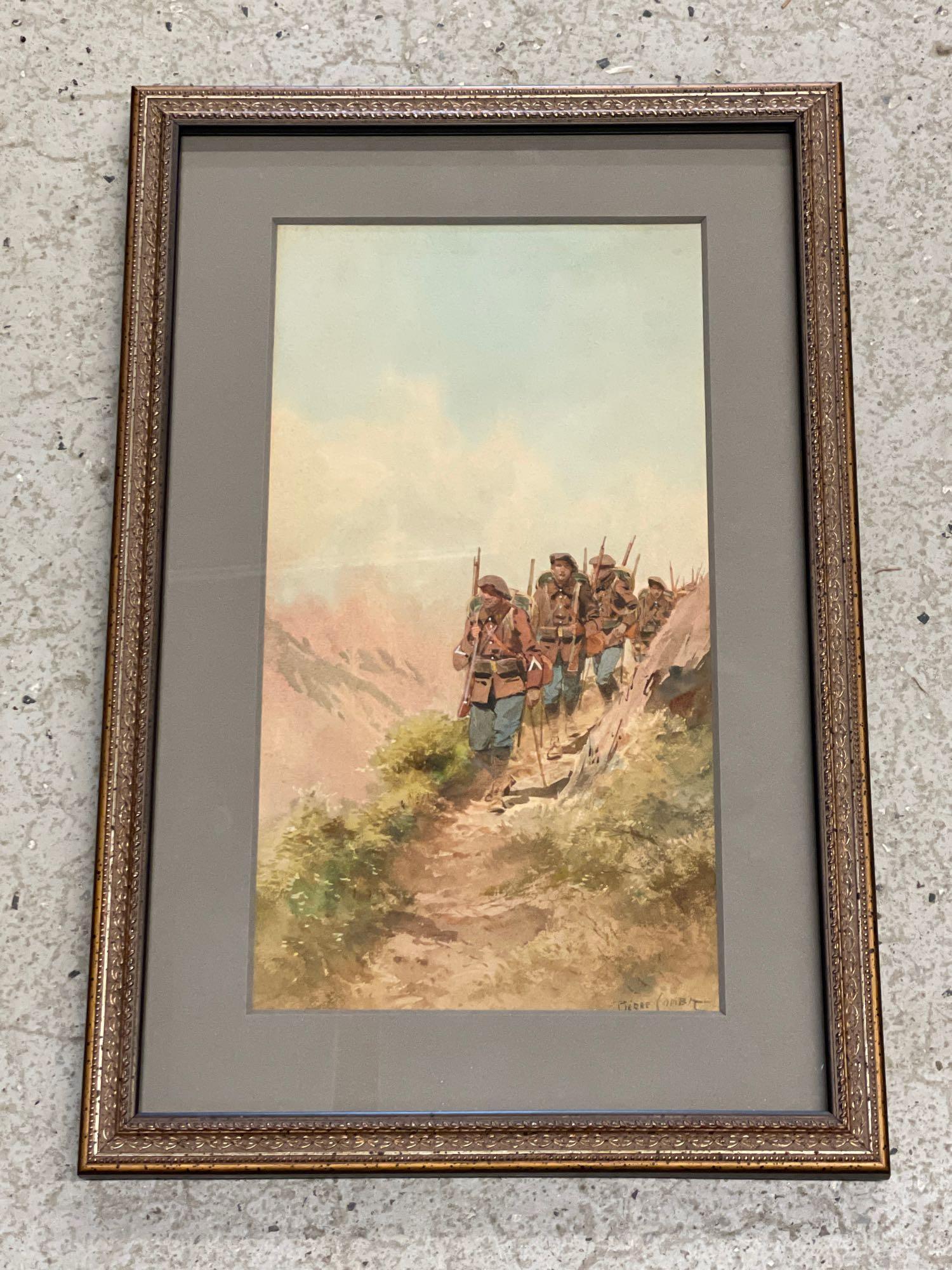 Pierre Comba. Watercolor, Military Scene (1 of 3)