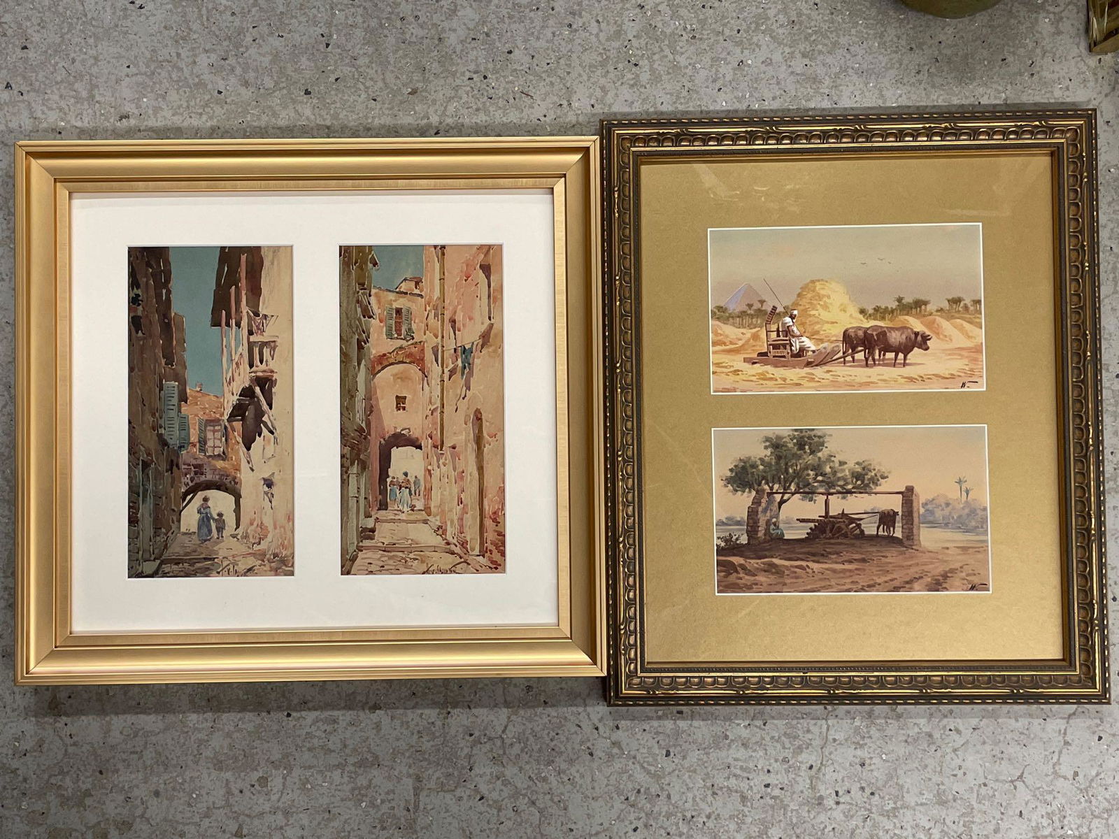 Pair of Orientalist School Watercolor Diptychs (1 of 4)