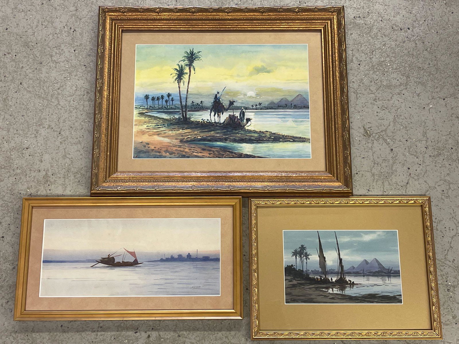 Three Orientalist School Watercolor Landscapes (1 of 9)