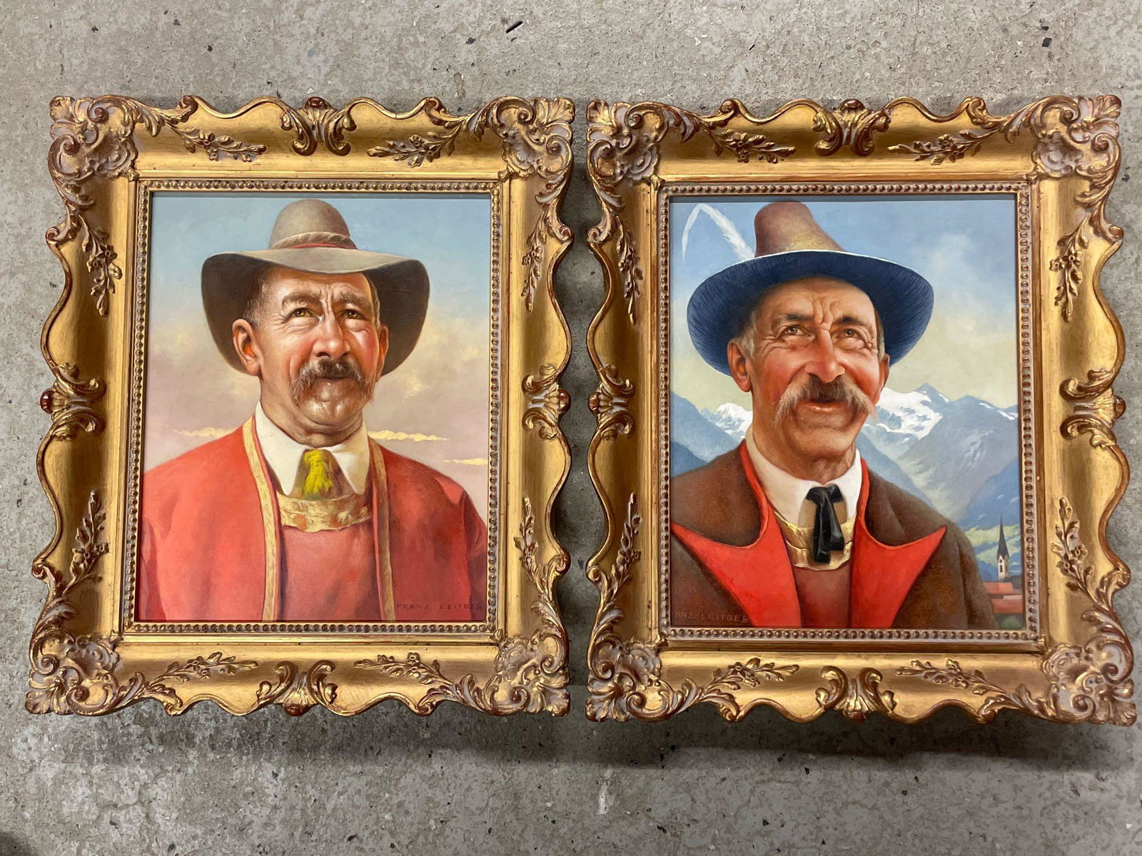 Two Franz Leitgeb Oils/Panel, Portraits (1 of 7)