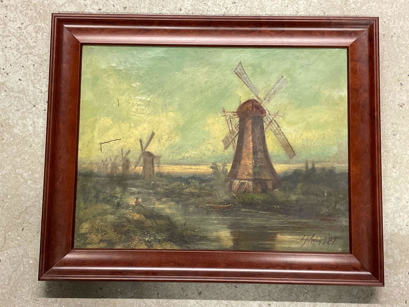 Albert Jean Adolphe. Oil/Canvas, Windmills (1 of 5)