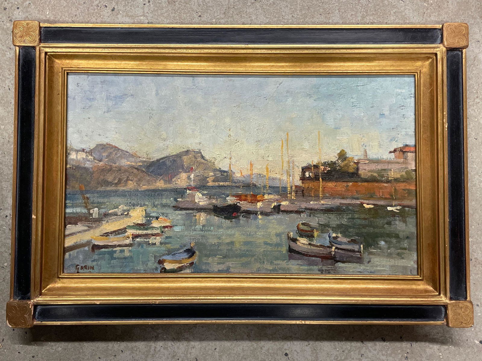 French School Oil on Canvas, Harbor Landscape (1 of 4)