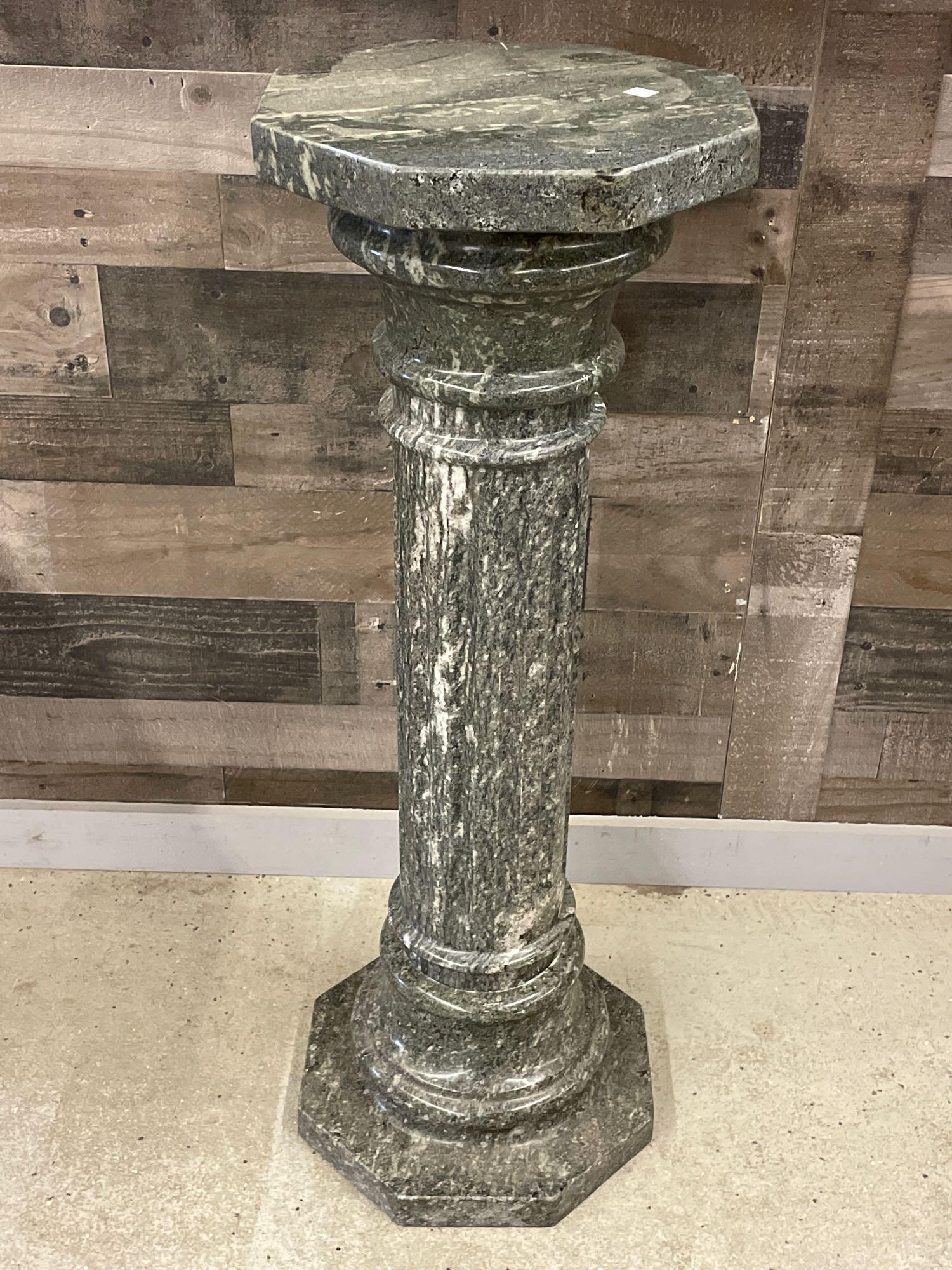 Three-Part Green Marble Pedestal (1 of 2)