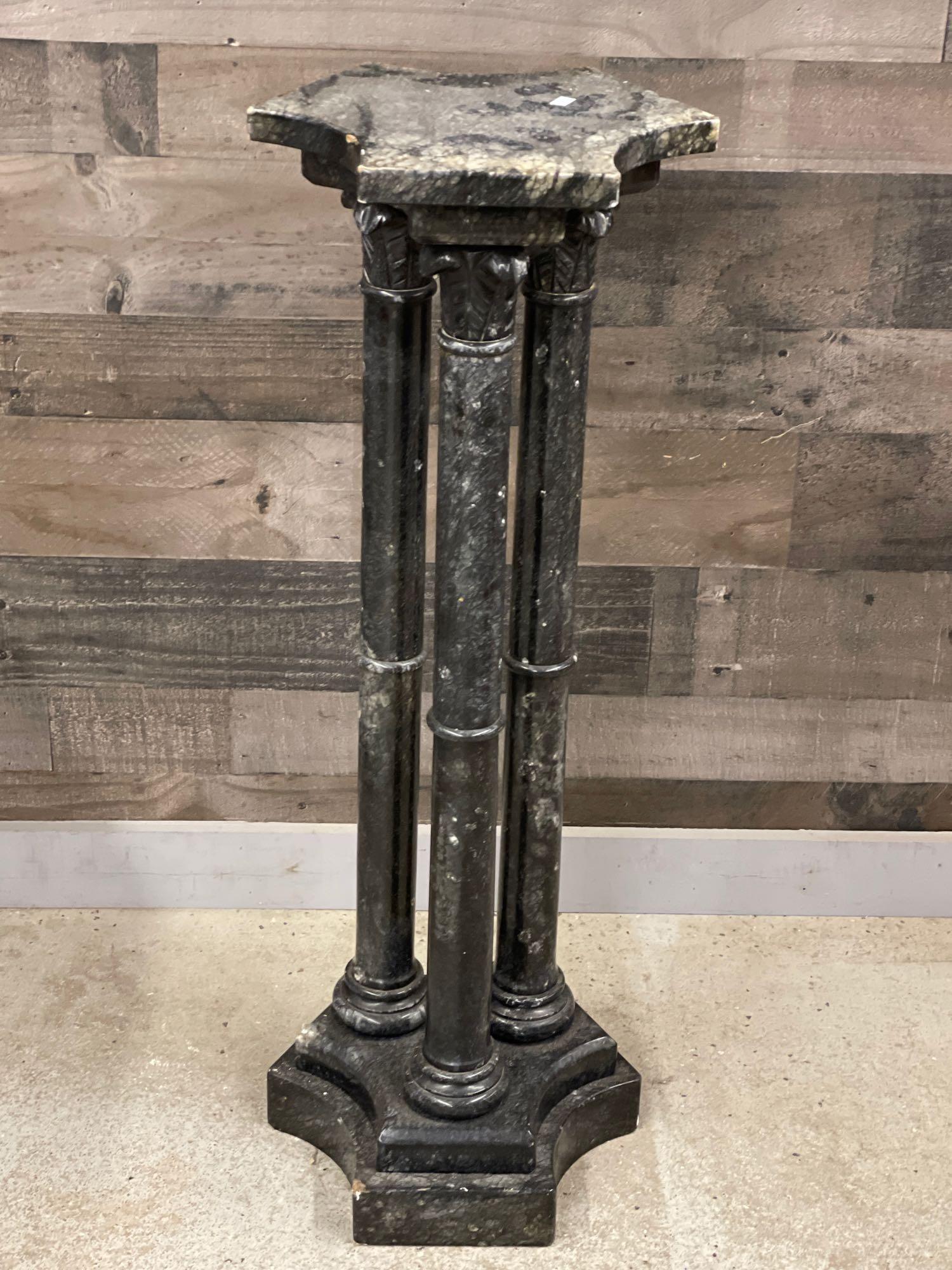 Black Three-Column Marble Pedestal (1 of 5)