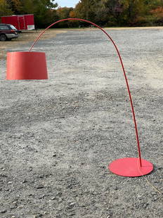 Marc Sadler for Foscarini Twiggy Floor Lamp: A Marc Sadler for Foscarini, Italy Twiggy floor arc lamp in red. Signed on socket. Approx: 79in tall x 68in wide.