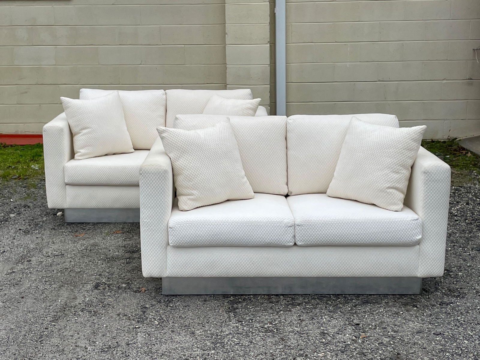 Pair of Modernist Chrome Base Loveseats (1 of 6)