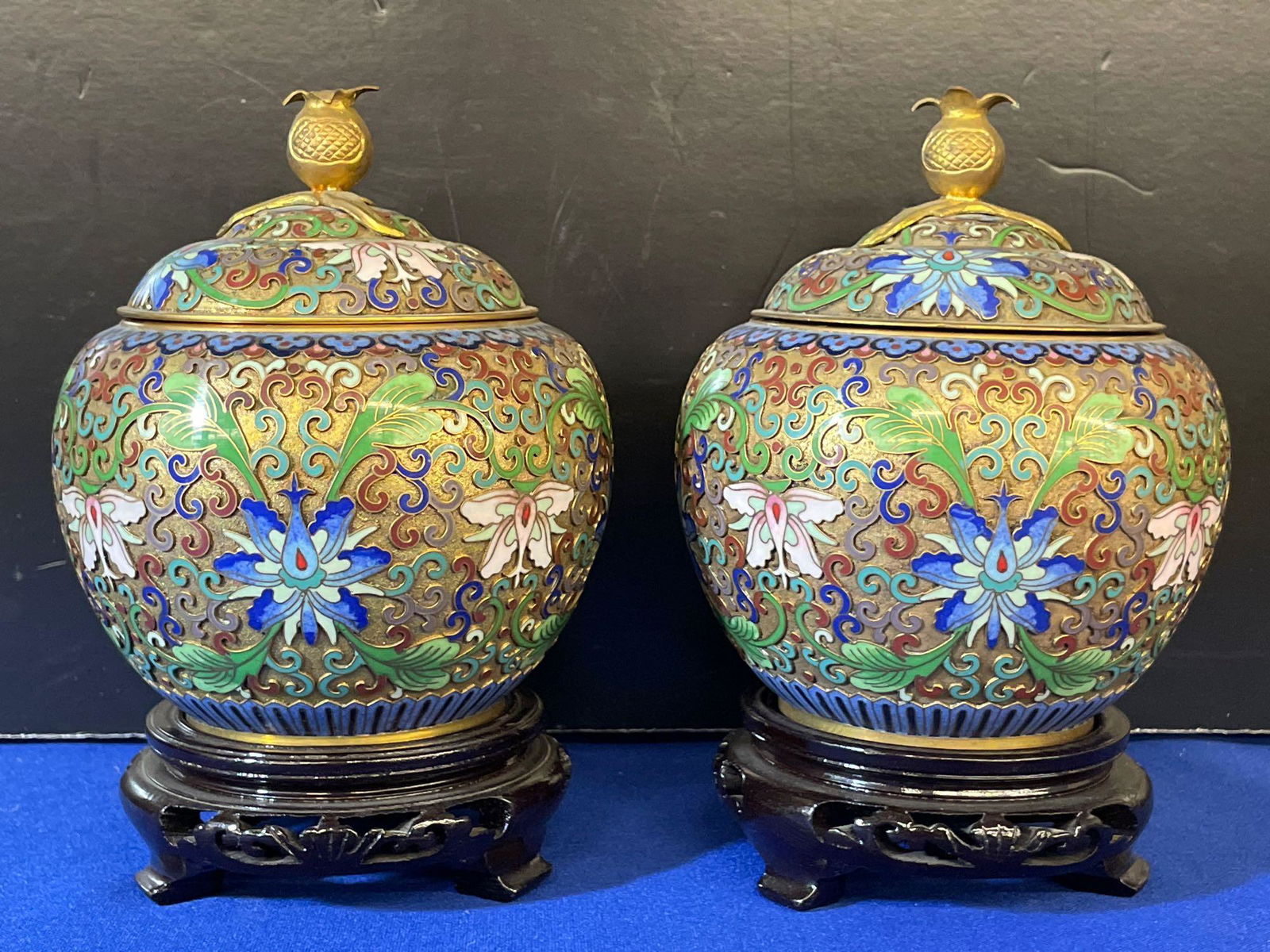 Pair of Cloisonne Covered Jars (1 of 4)