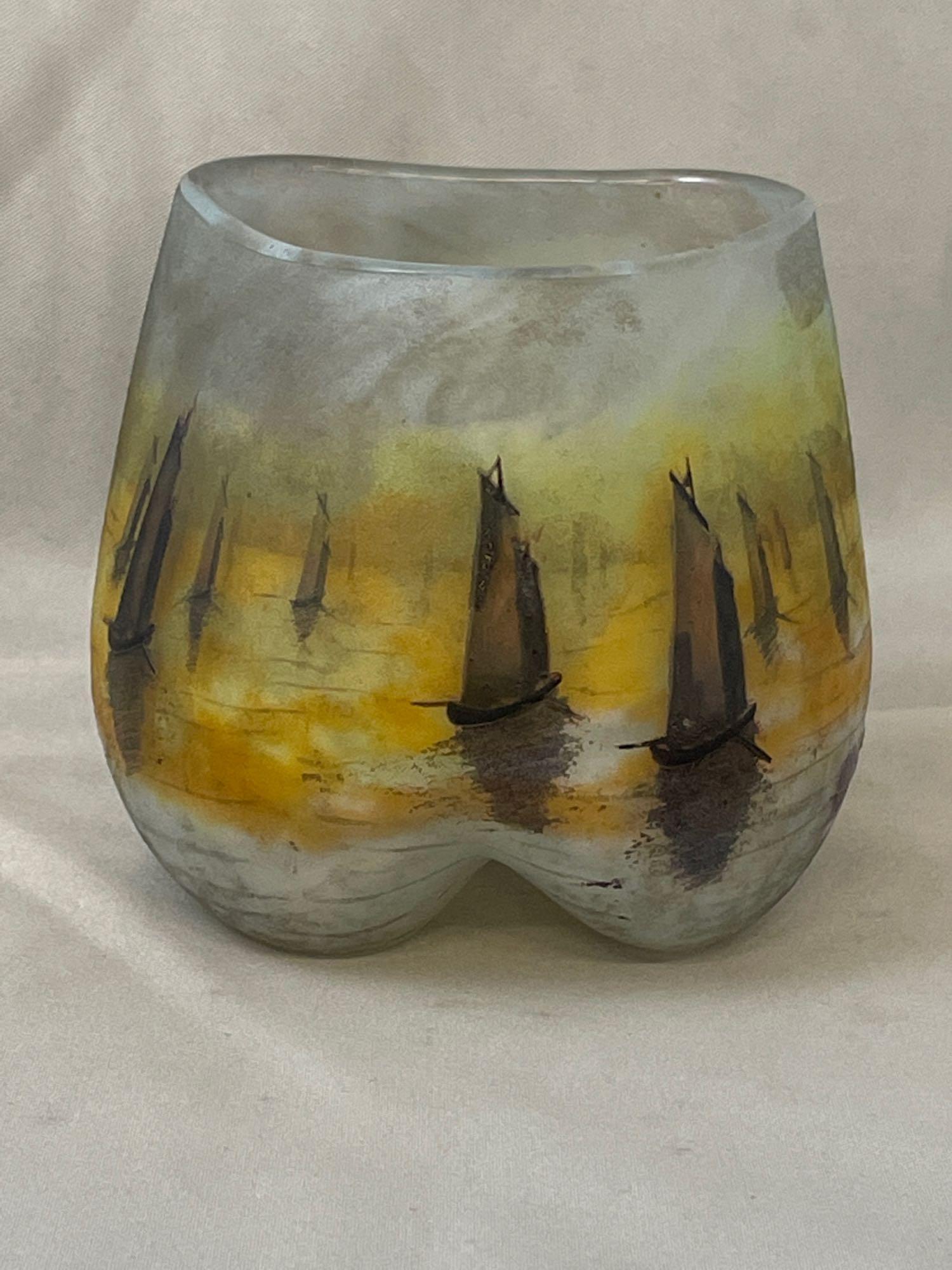 Small Daum Nancy Cameo Sailboats Vase (1 of 5)
