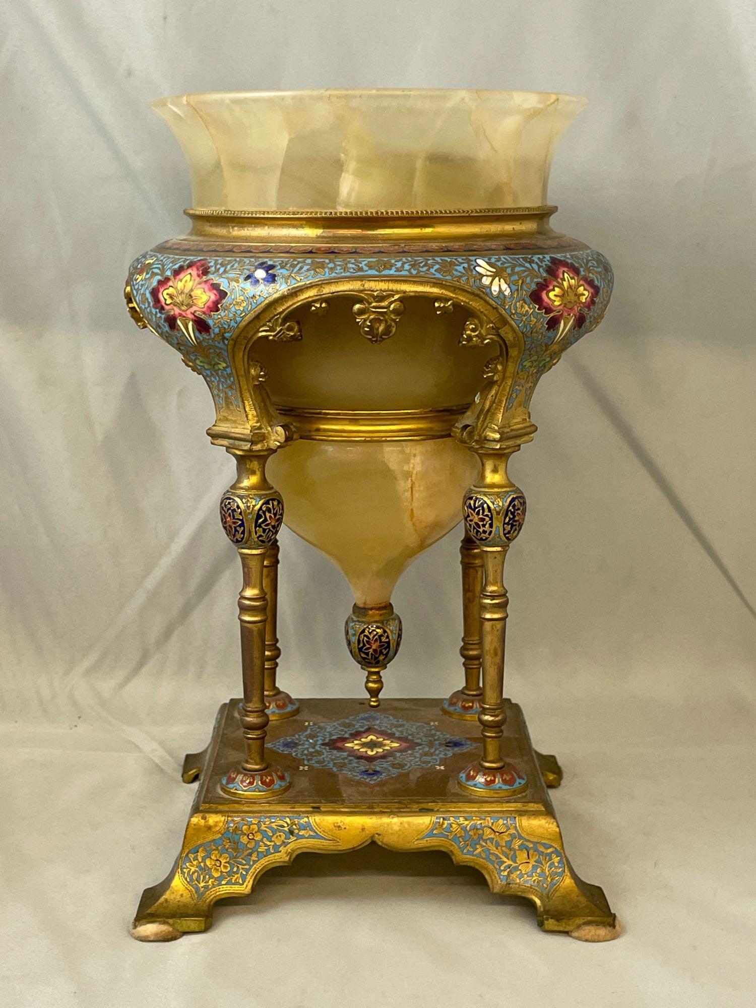 Continental Cloisonne, Gilt Bronze, and Onyx Urn (1 of 6)
