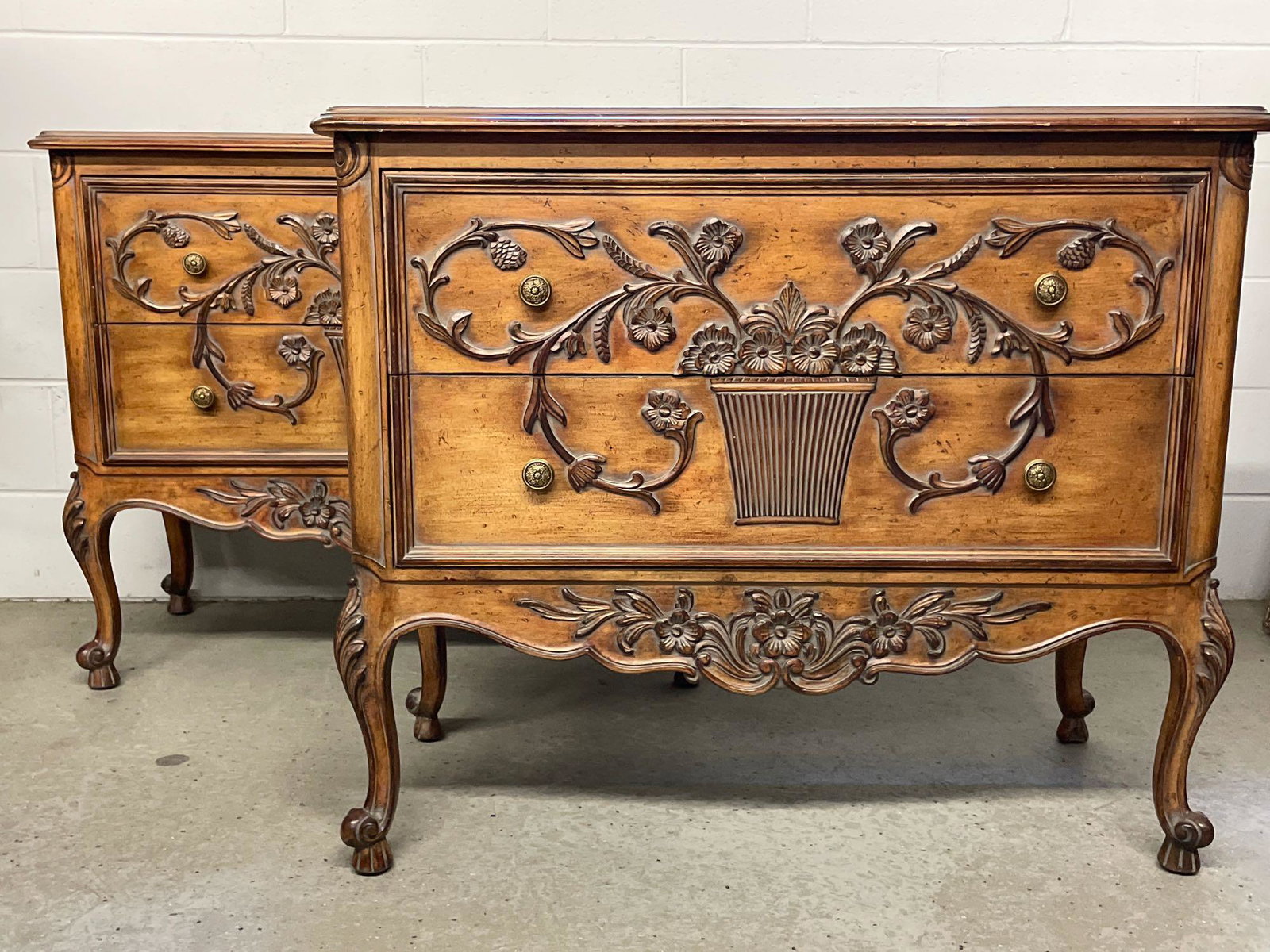 Pair of French Louis XV-style Carved Commodes (1 of 7)