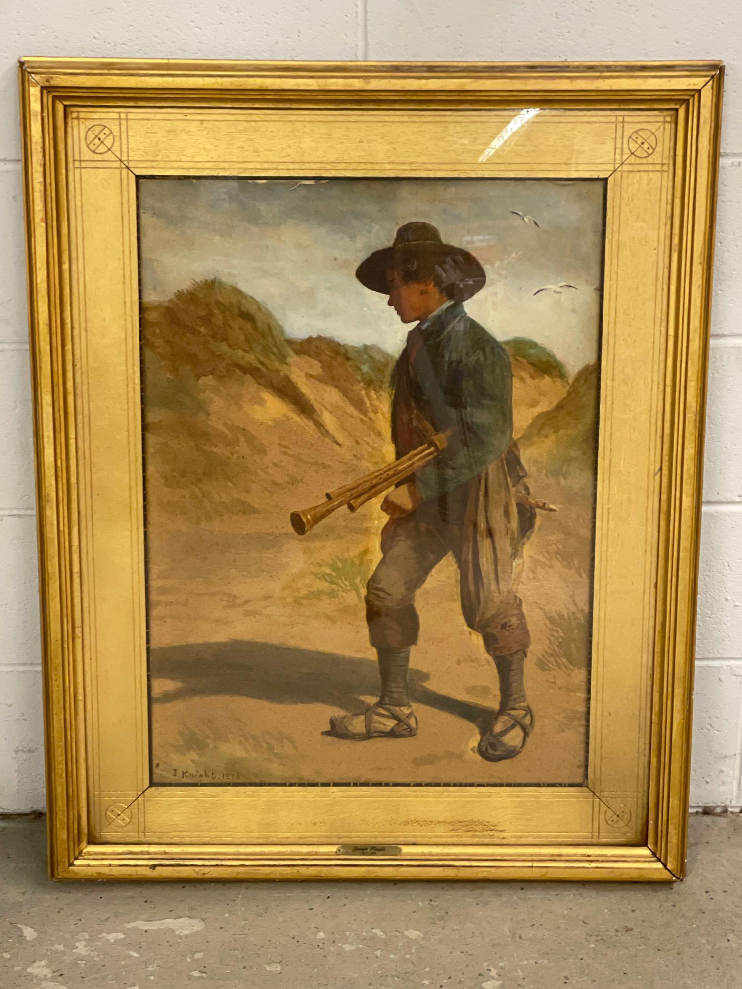 Joseph Knight. Watercolor, Traveling Musician (1 of 7)