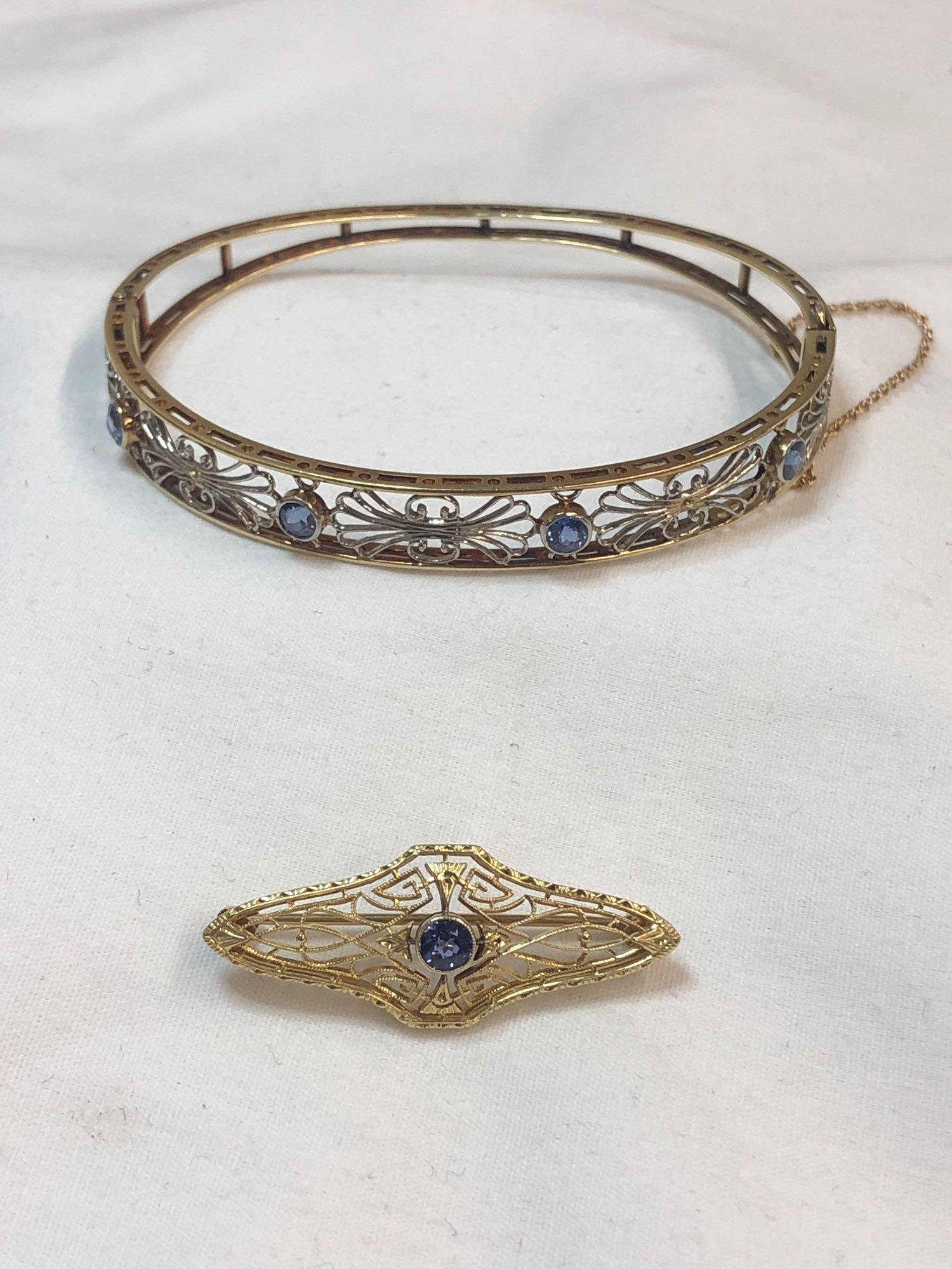 Sapphire Filigree Bangle & Brooch (1 of 9)