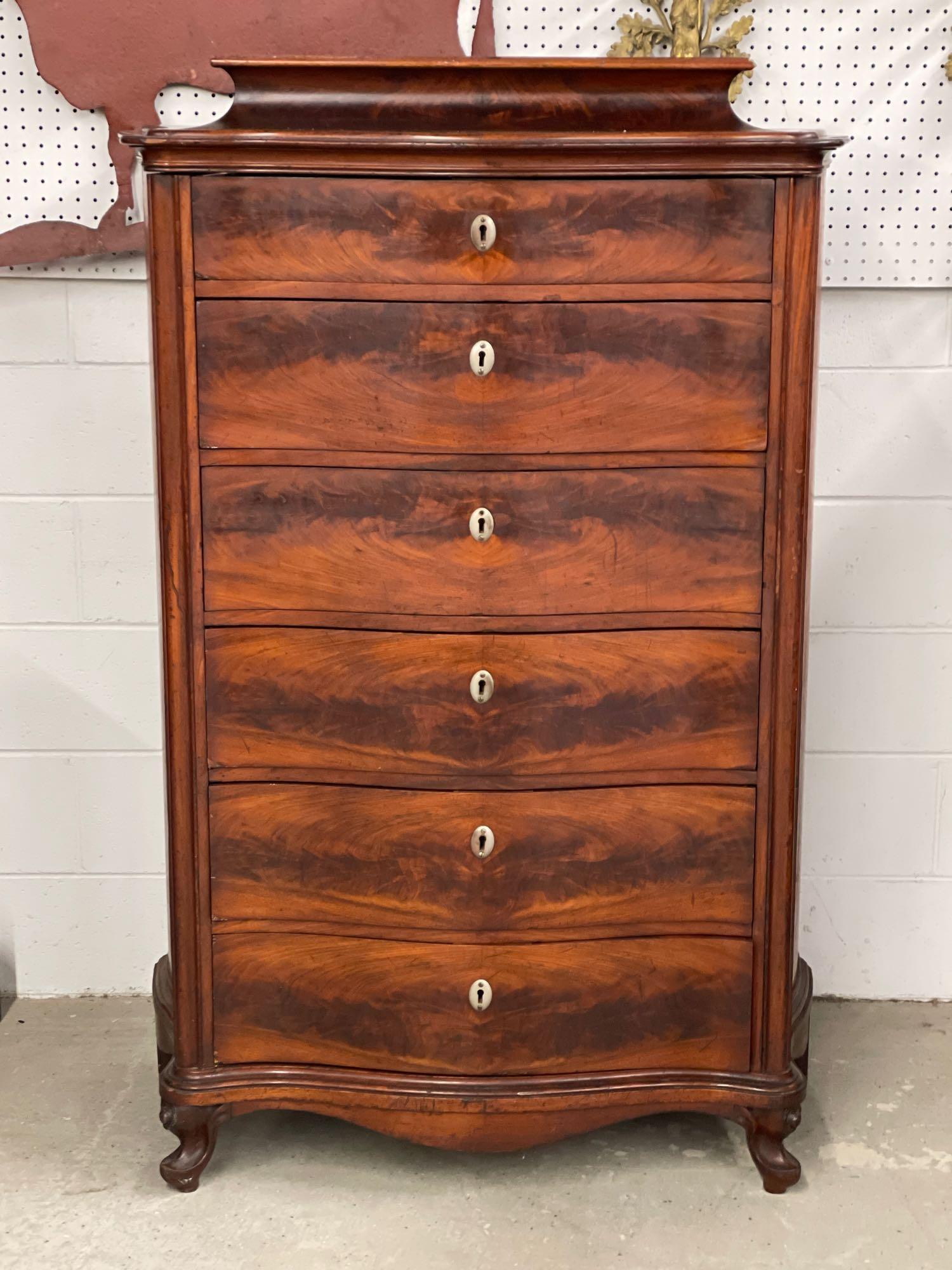 Antique French Mahogany Six-drawer Chest (1 of 5)