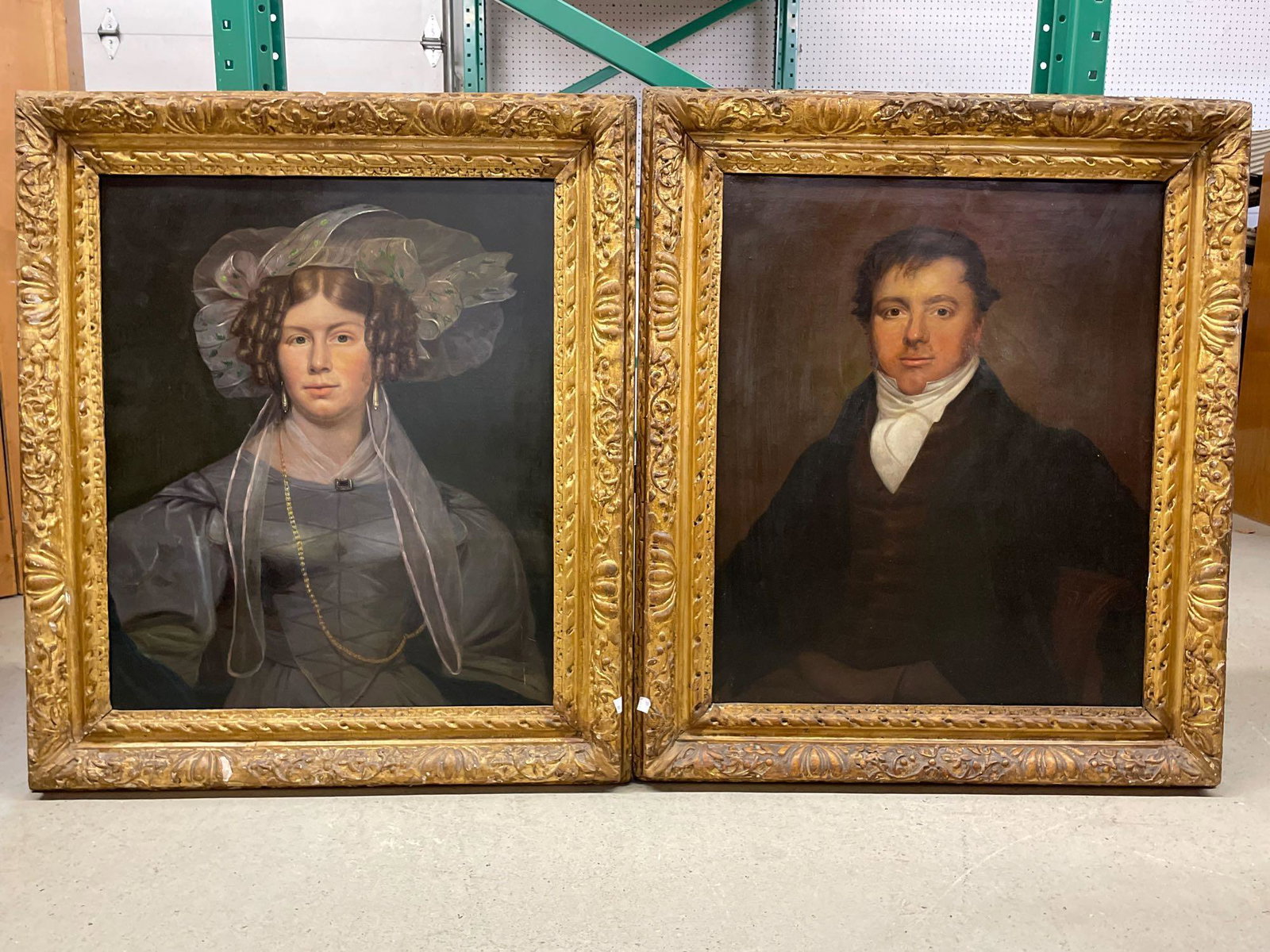 Pair of Gilt-Framed Oils/Canvas, Portraits (1 of 7)