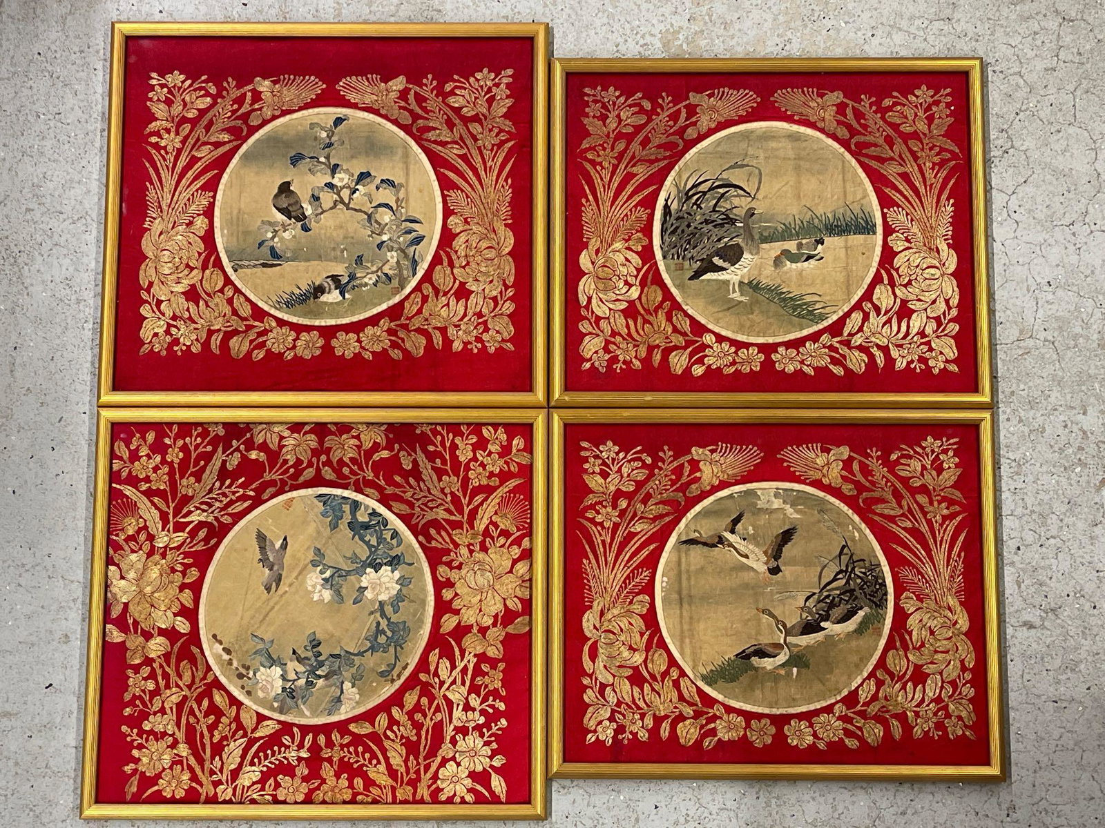 Four Signed Chinese Silk Panels (1 of 6)