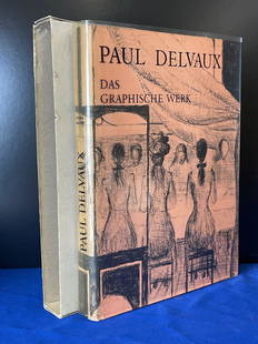 Paul Delvaux. Das Graphische Werk: Paul Delvaux, Das Graphische Werk by Mira Jacob. Editions Andre Sauret, Mourlot, France. Limited to 50 copies and containing two original lithographs, one the dust jacket and the second the frontispie