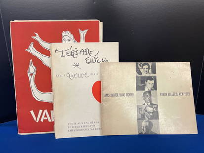 Variete, Verve, & Hans Richter: A grouping including Variete magazine published in France July 1945, a Verve Revue auction catalog, and a Hans Richter catalog from the Byron Gallery New York published 1968.