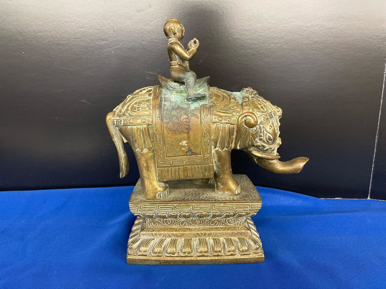 Brass Tibetan Elephant and Rider (1 of 4)
