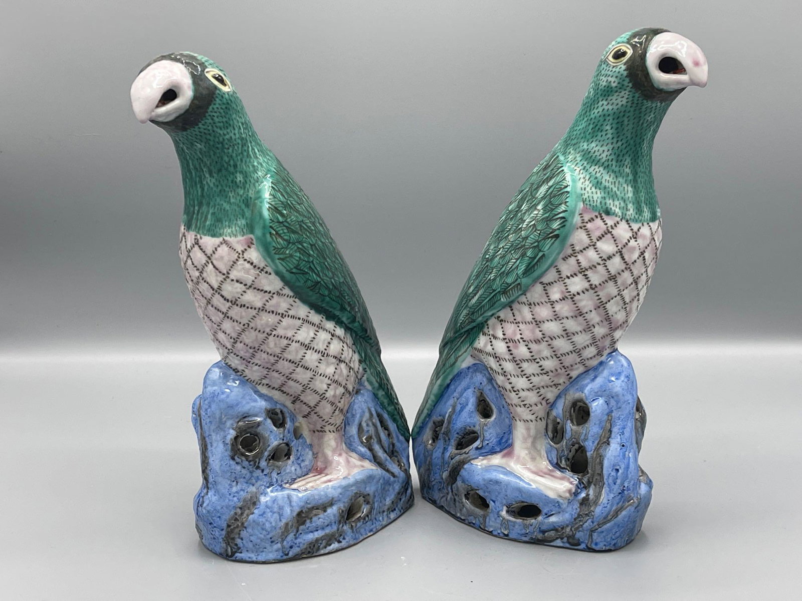 Pair of Chinese Porcelain Parrots (1 of 4)