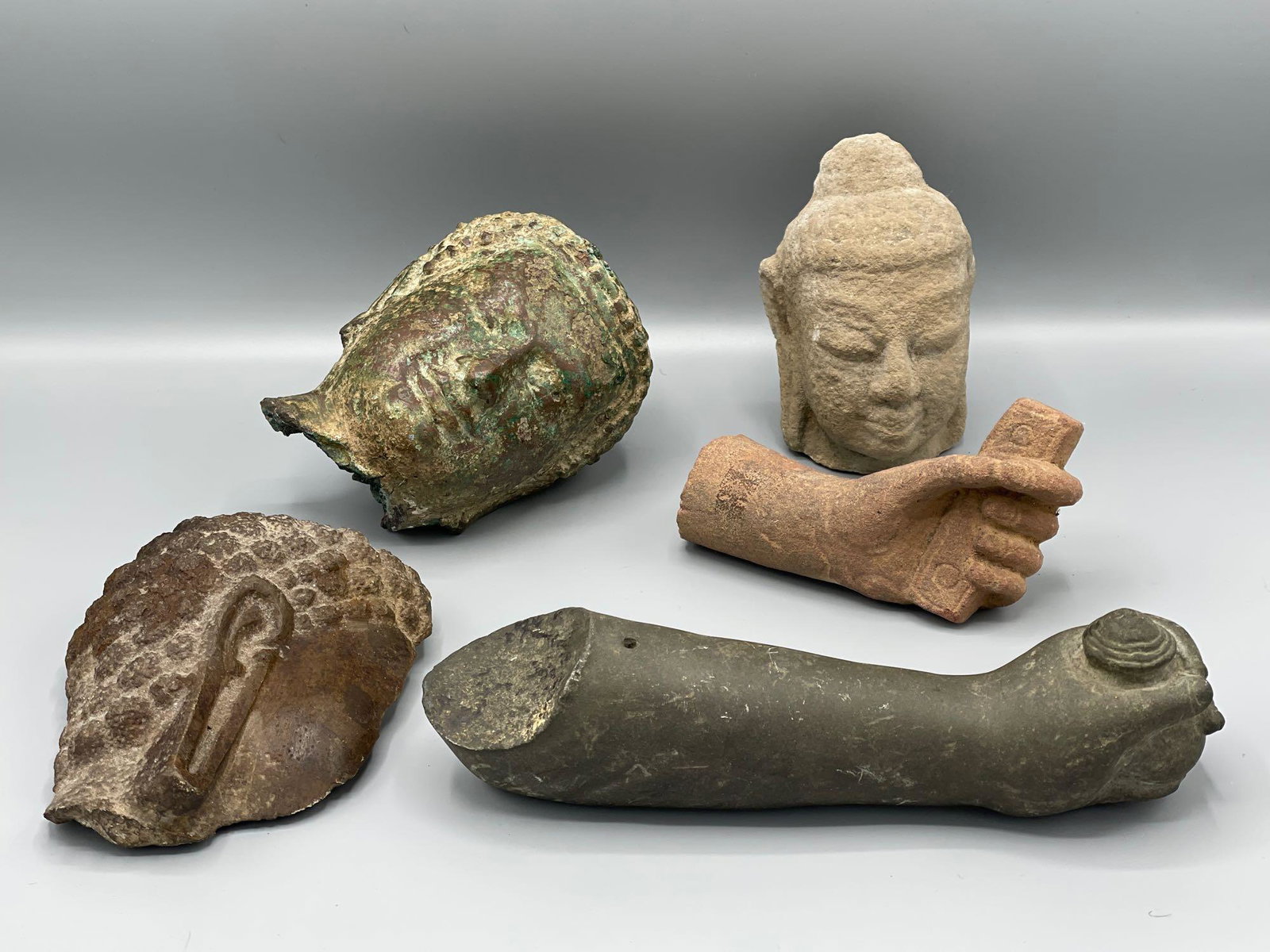 Five Stone and Bronze Figural Fragments (1 of 5)
