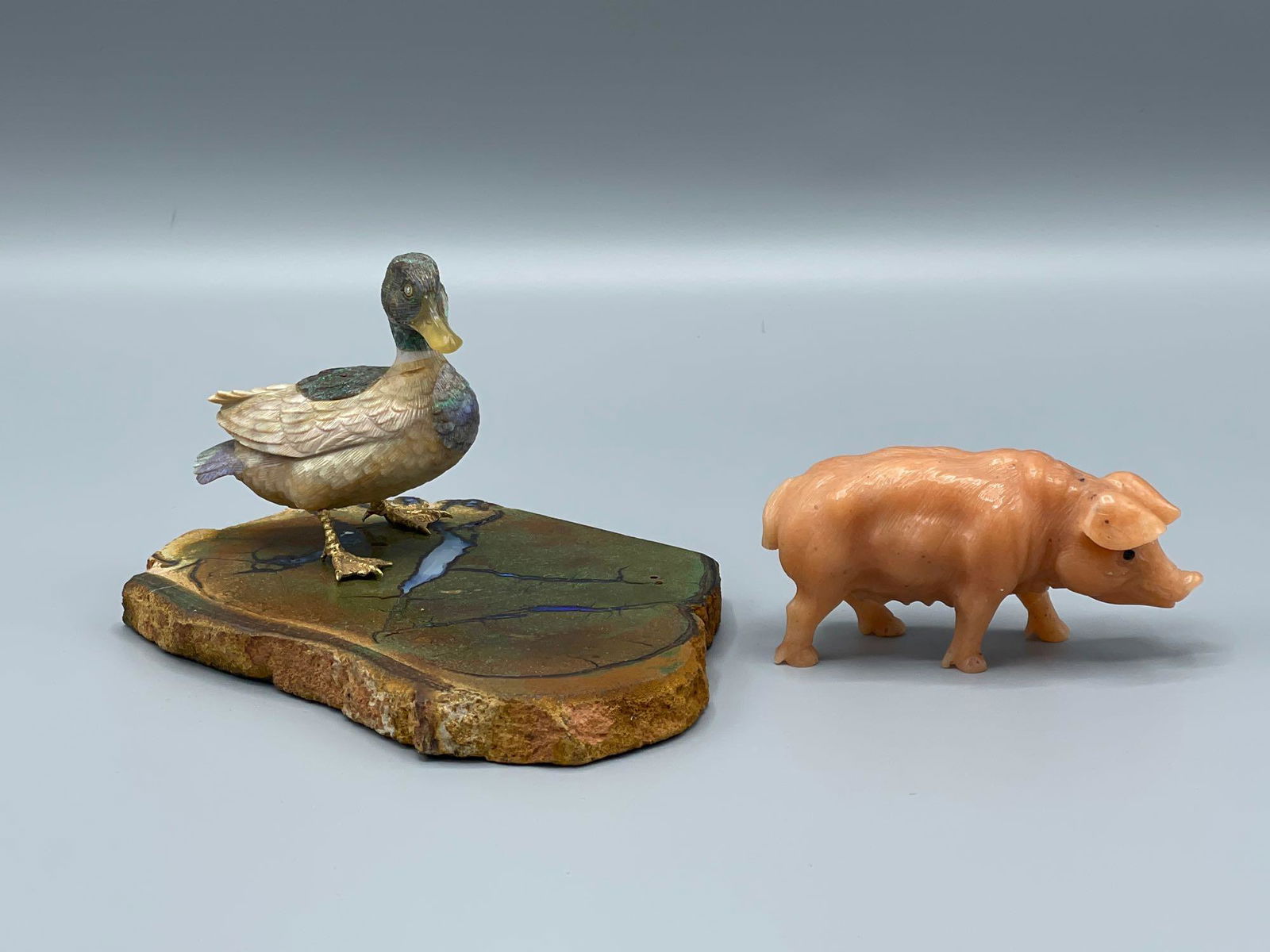 Carved Hardstone Duck and Pig (1 of 5)