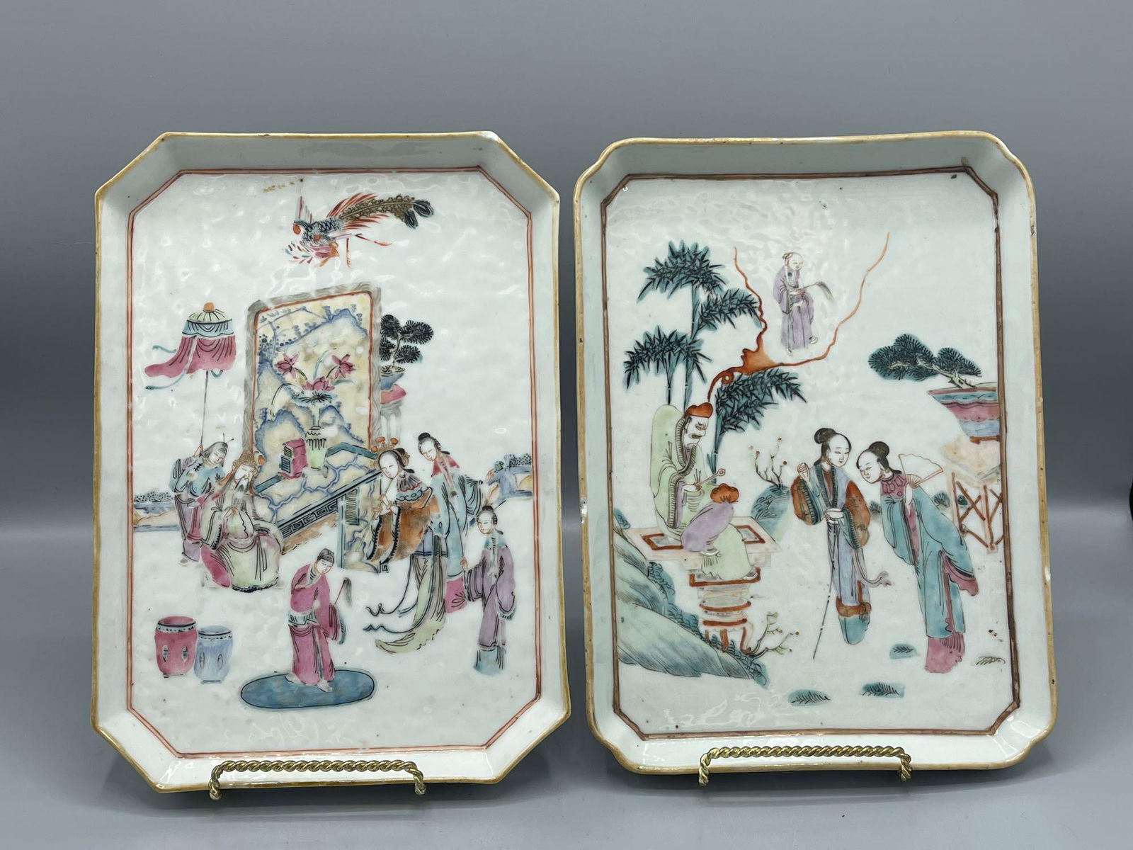 Pair Chinese Famille Rose Plates (1 of 7)