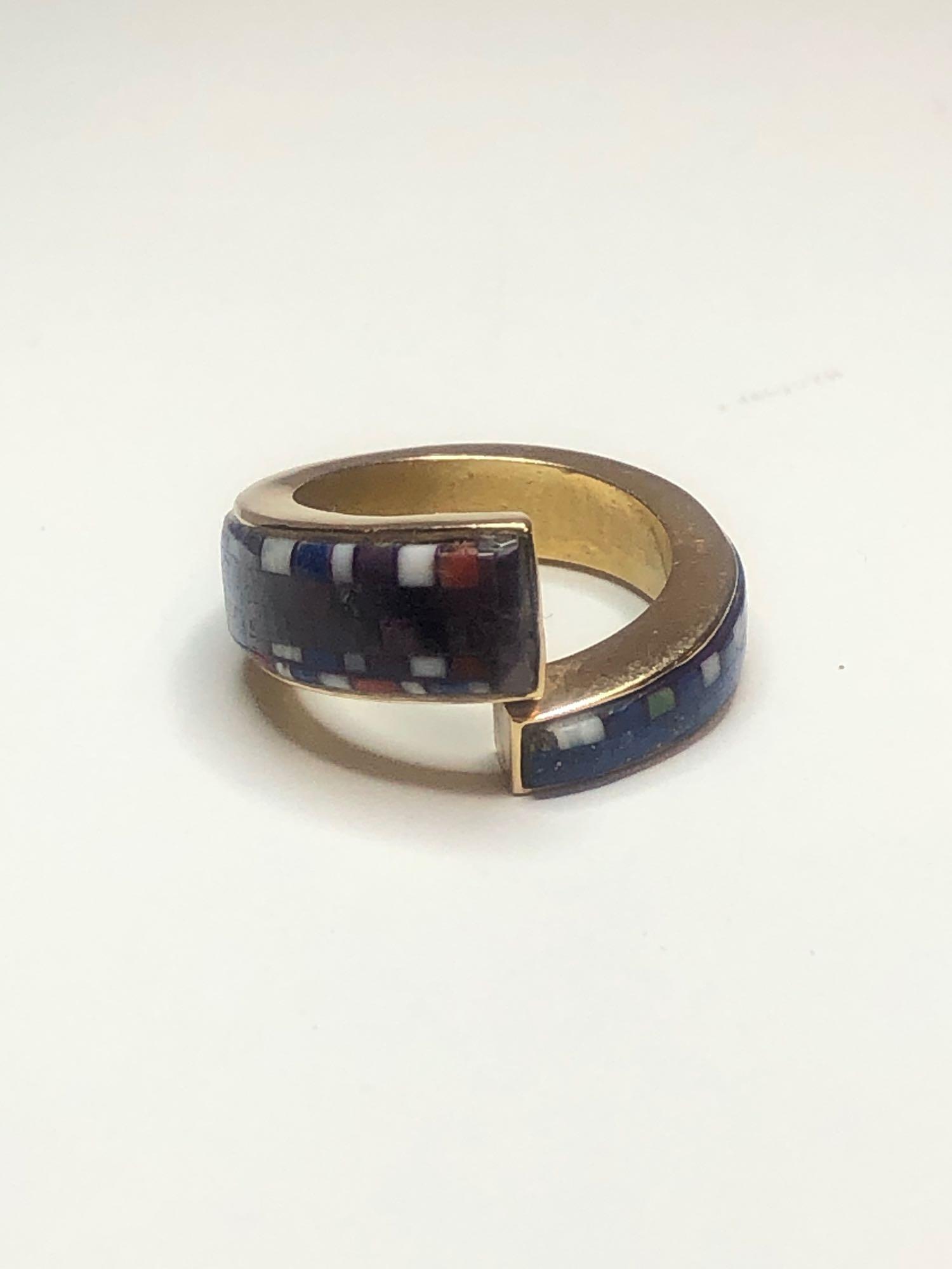 14K Jeweled Micro Mosaic Wrap Ring (1 of 8)
