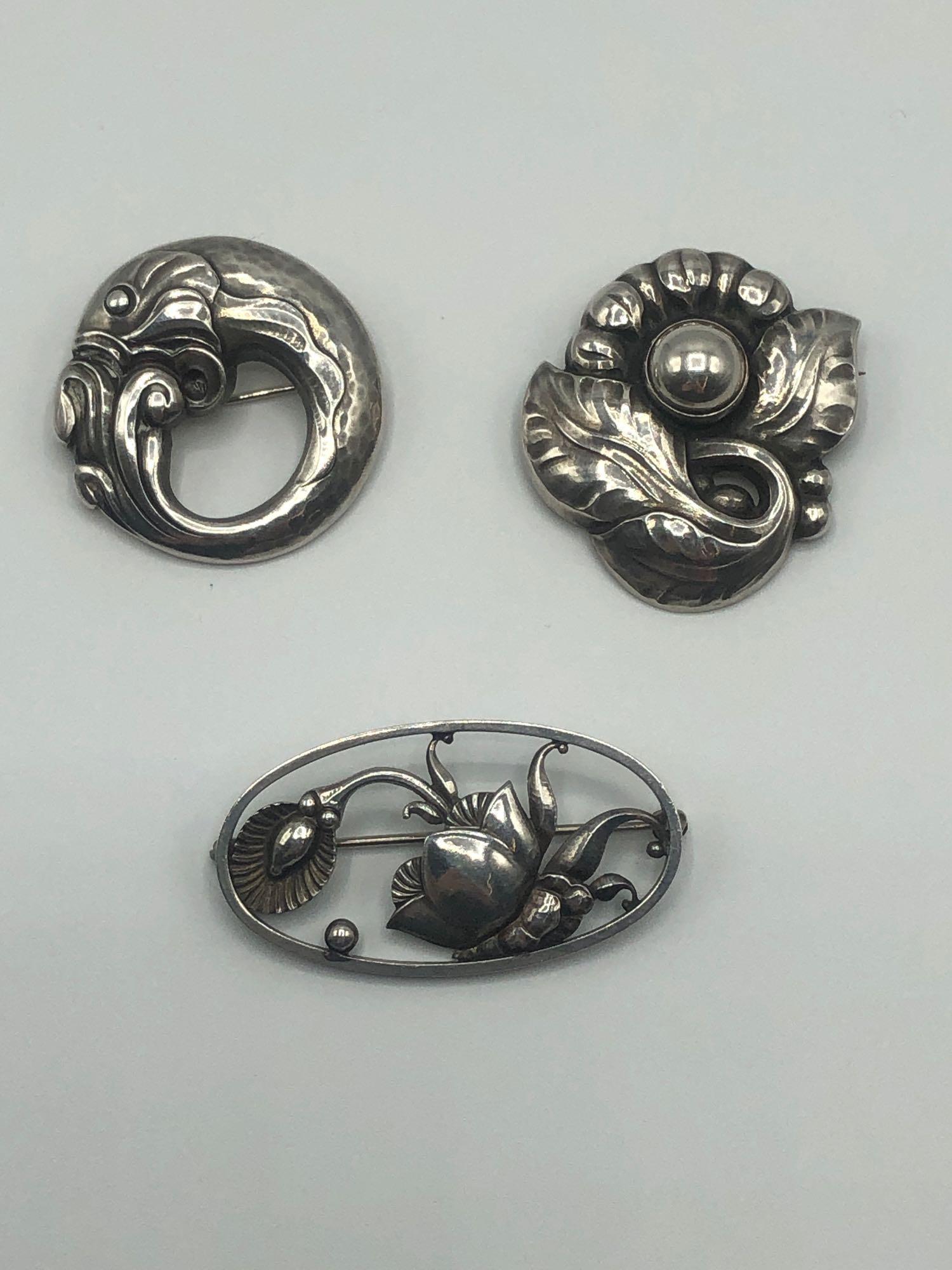 Three Georg Jensen Sterling Brooches (1 of 8)