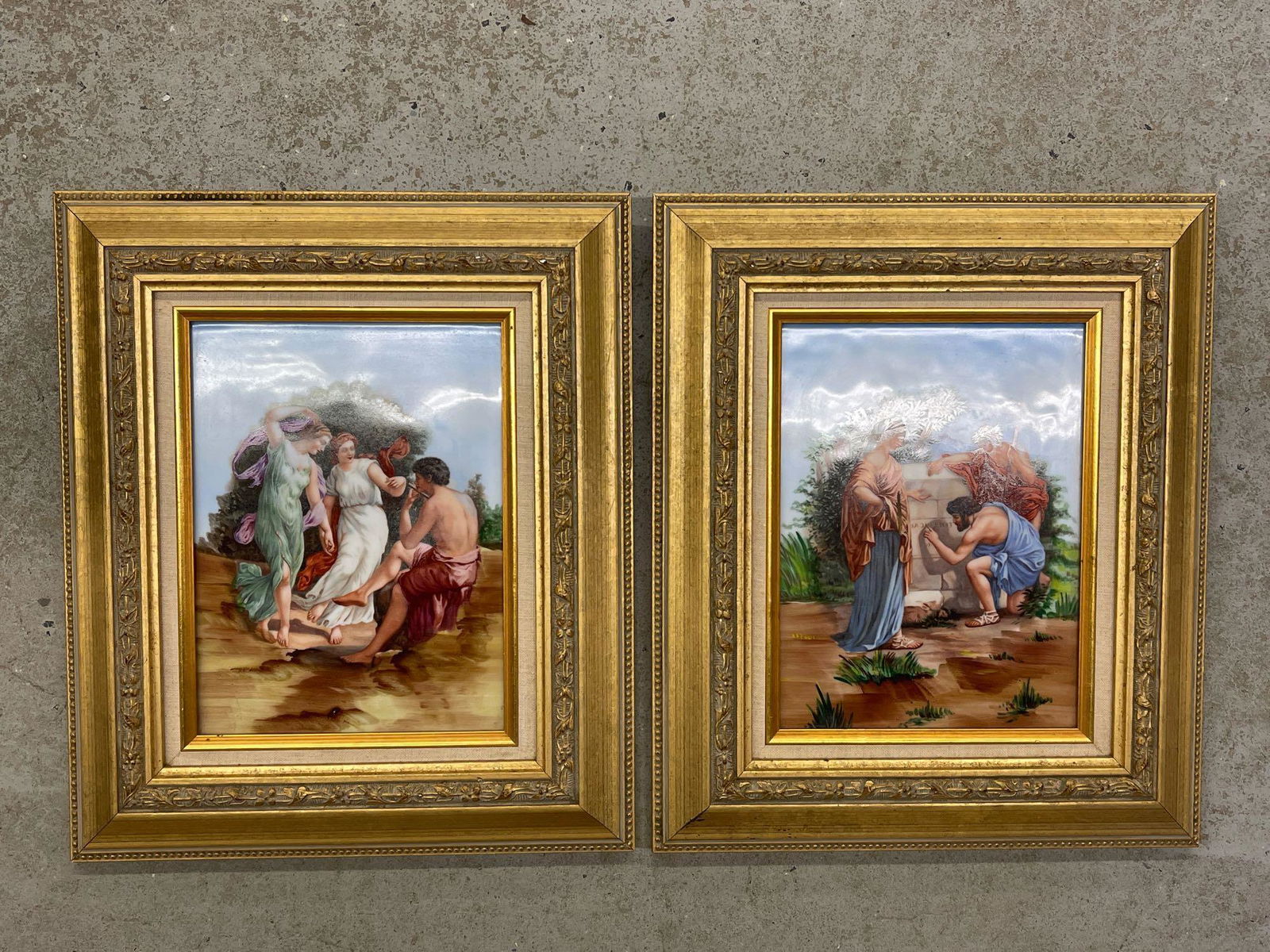 Pair of Painted Porcelain Plaques (1 of 5)