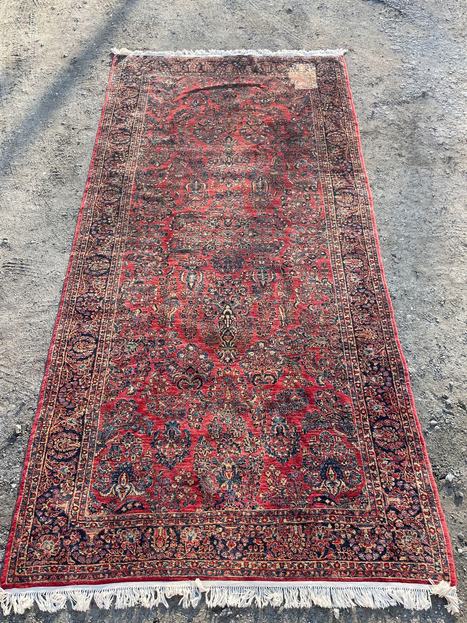 Red Sarouk Room-size Carpet, 14ft 10in x 7ft (1 of 7)
