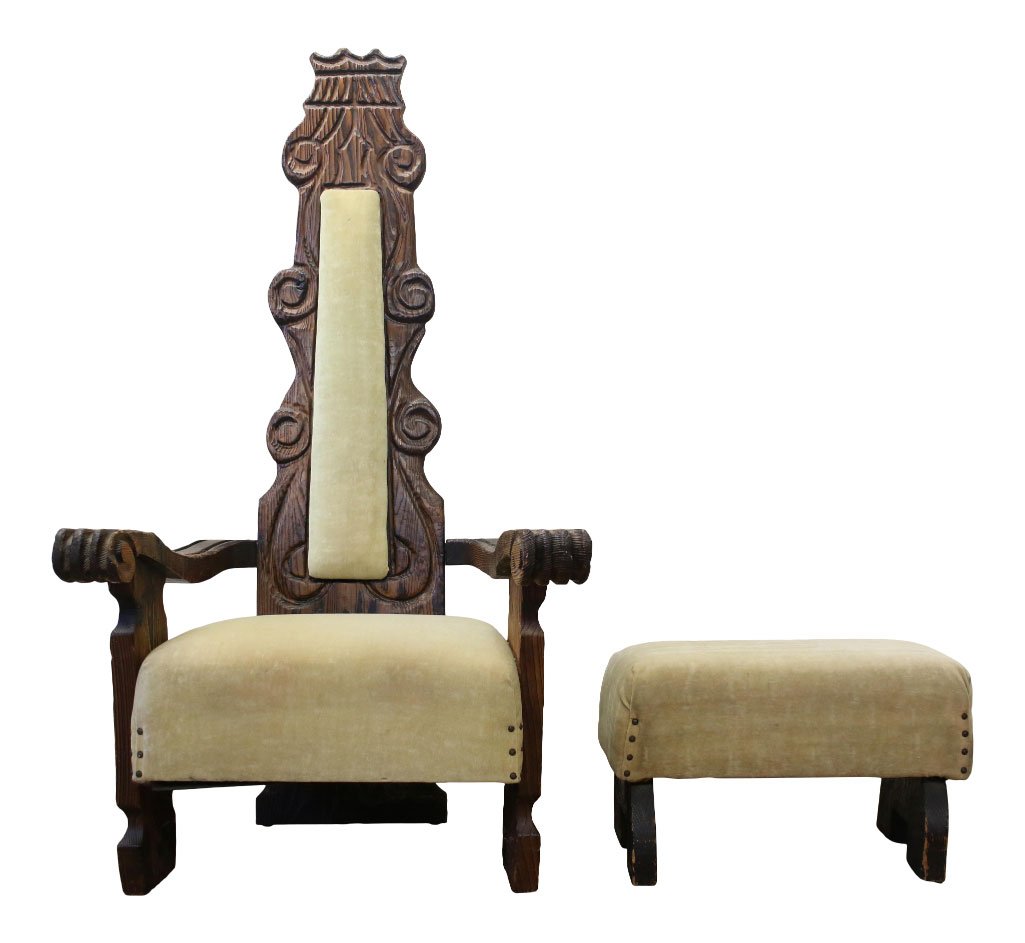 Witco Hand-Carved Tiki Throne Chair & Ottoman (1 of 13)