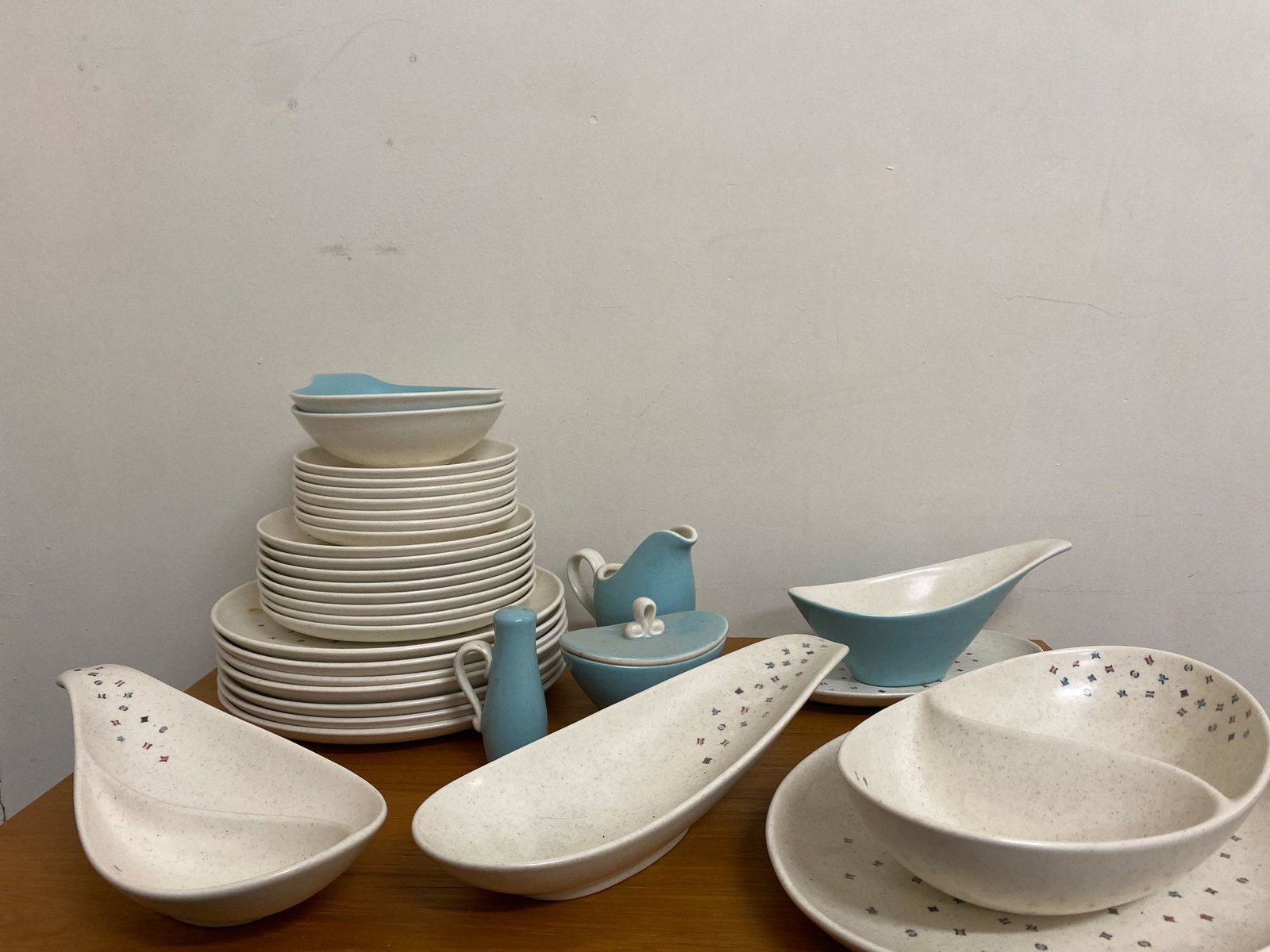 Metlox Poppytrail China Set: (A) Vintage metlox poppytrail china set including plates and serving dishes. Shipping available call (717) 576-0778 for a quote.