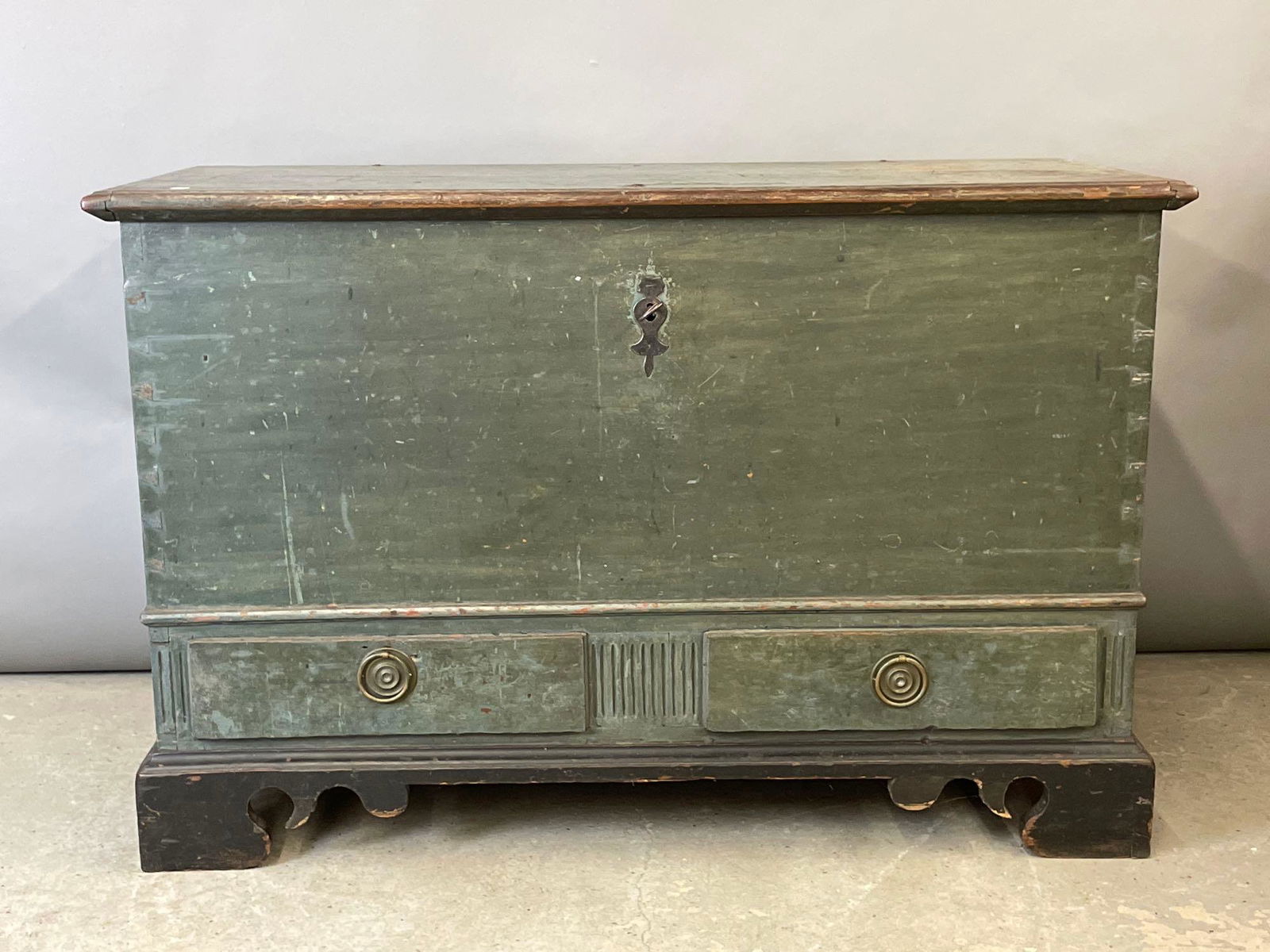 18th C. Blue Painted Blanket Chest (1 of 10)