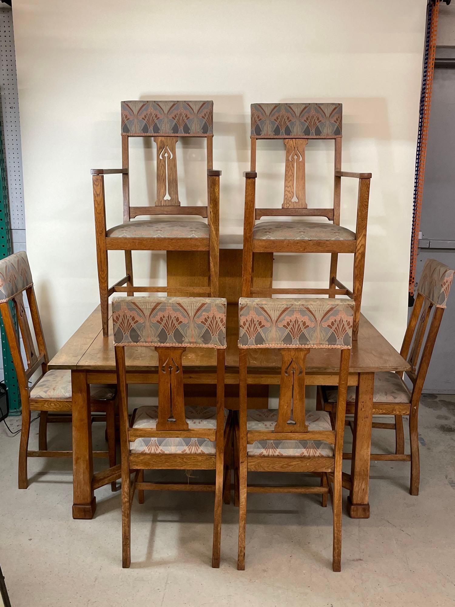 English Oak Arts & Crafts Dining Suite (1 of 5)