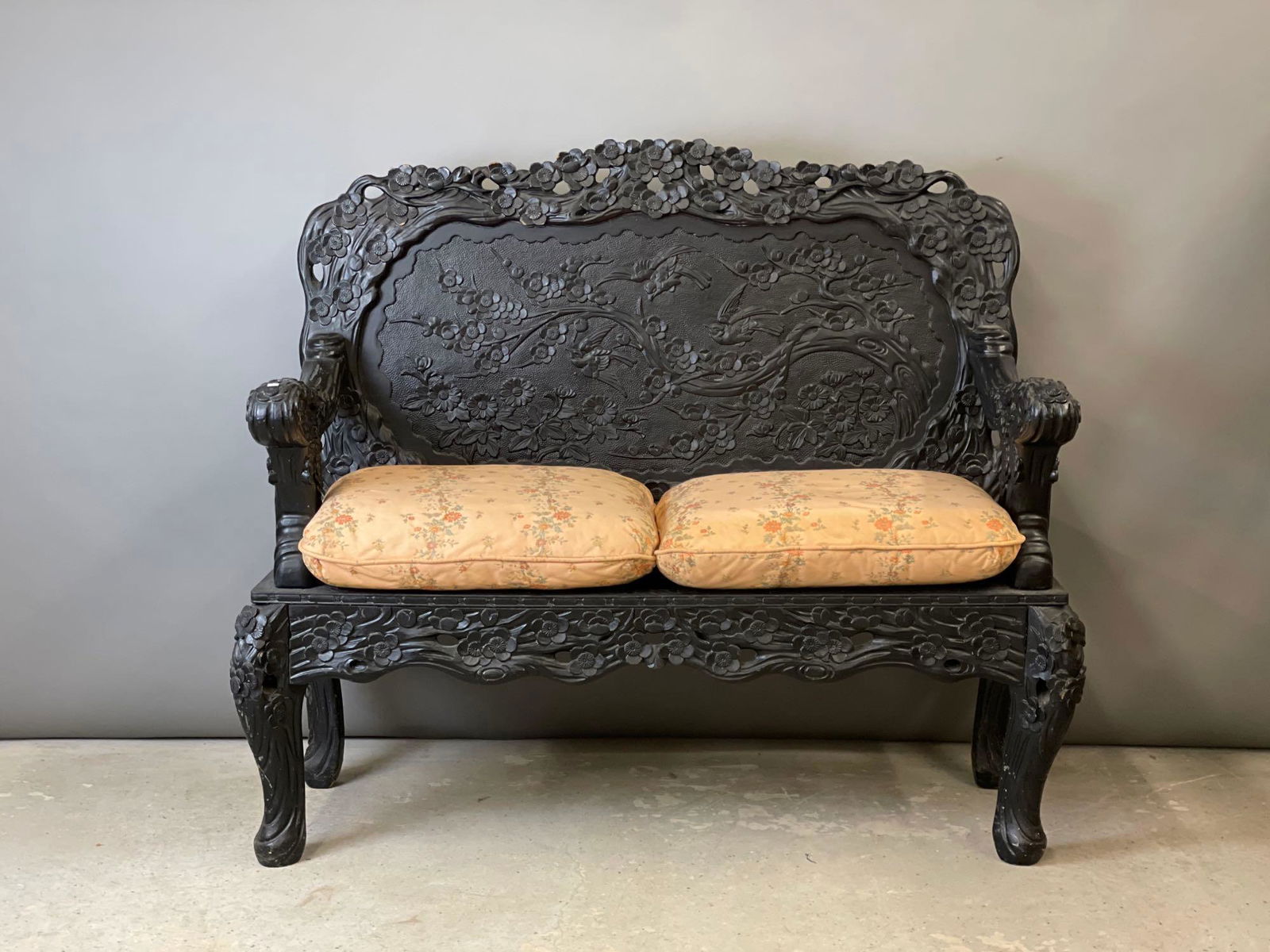 Japanese Carved Meiji Hall Bench (1 of 5)