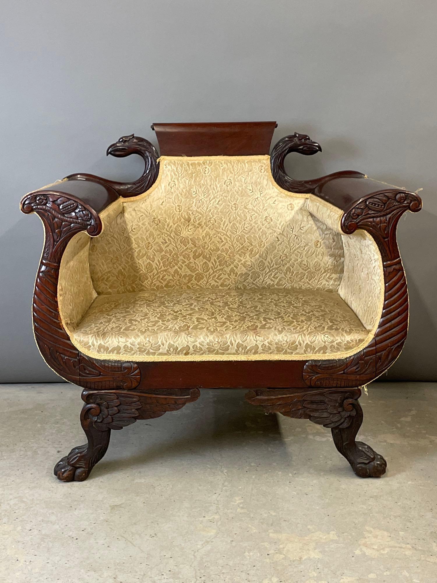 American Empire Carved Mahogany Armchair (1 of 5)