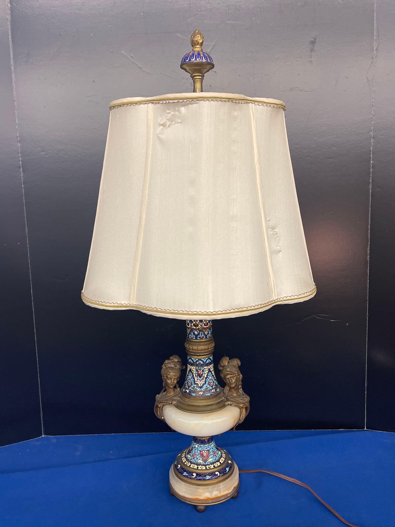 French Cloisonne Onyx Lamp (1 of 5)