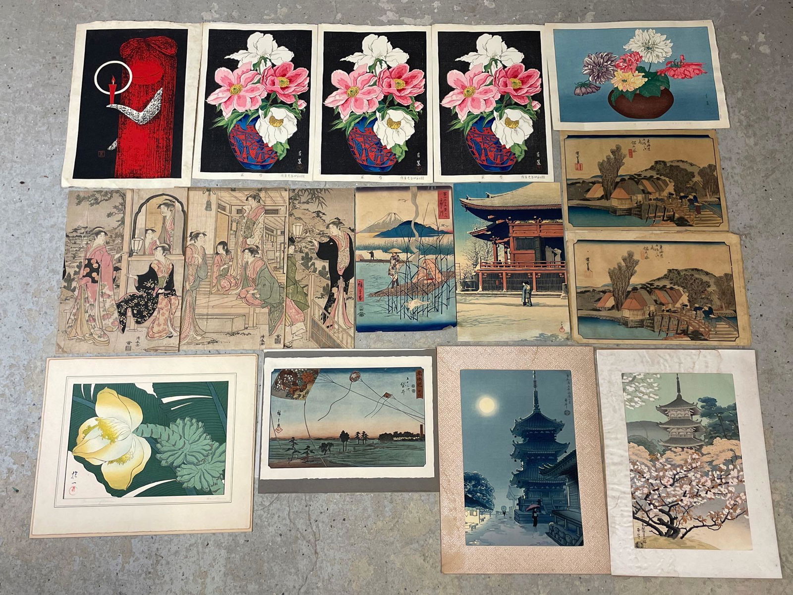 Collection of 16 Japanese Woodblock Prints (1 of 5)