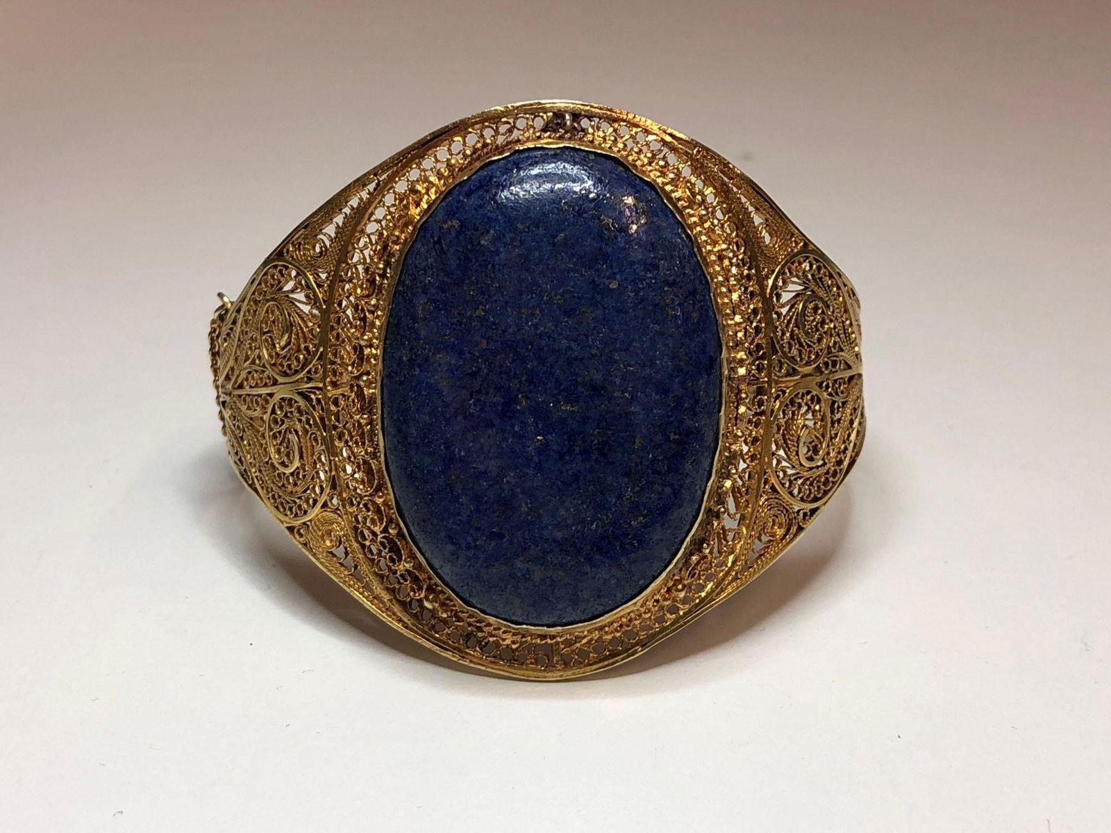 Filigree Bracelet with Lapis Lazuli Cabochon (1 of 9)