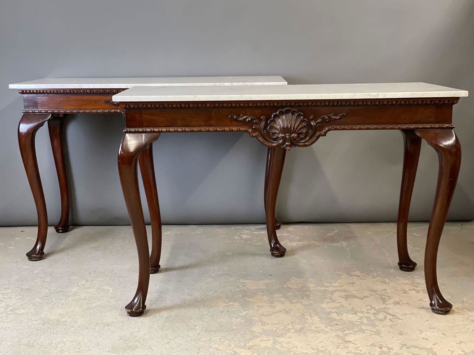 Pair of Shell Carved Mahogany Pier Tables (1 of 6)